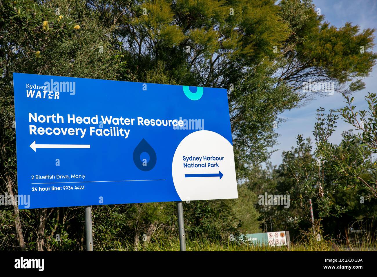 Il centro di recupero delle risorse idriche di Sydney Water North Head tratta le acque reflue prima di rilasciarle nell'oceano, NSW, Australia Foto Stock