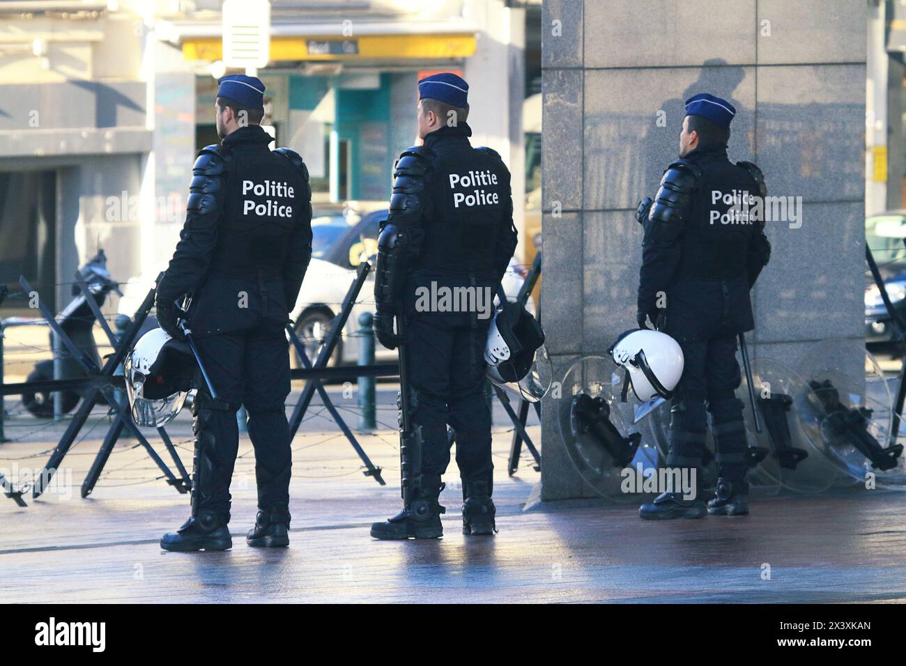 Europa, Belgio, Bruxelles. Polizia belga Foto Stock