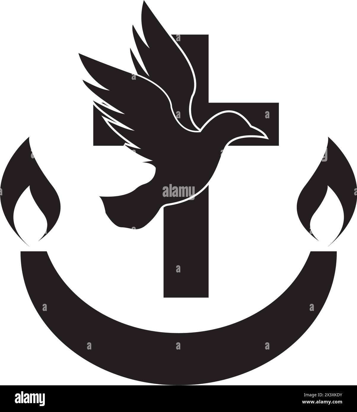 Disegno dell'illustrazione dell'icona vettoriale del modello del logo della chiesa Illustrazione Vettoriale