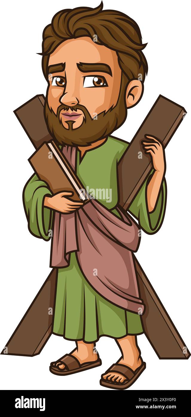 Andrew the Apostle Vector Cartoon clip art Illustrazione Vettoriale