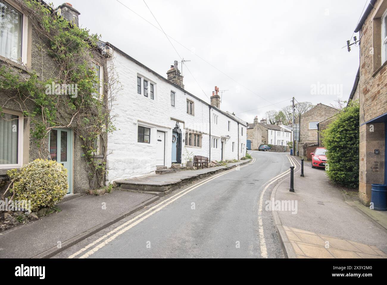 Un angolo tranquillo di Giggleswick, North Yorkshire, nel North Yorkshire, in direzione di Belle Hill Foto Stock