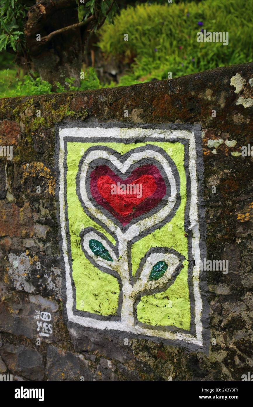 Isola di Sao Miguel, Azzorre, Portogallo. L'arte del cuore di Yves Decoster Foto Stock