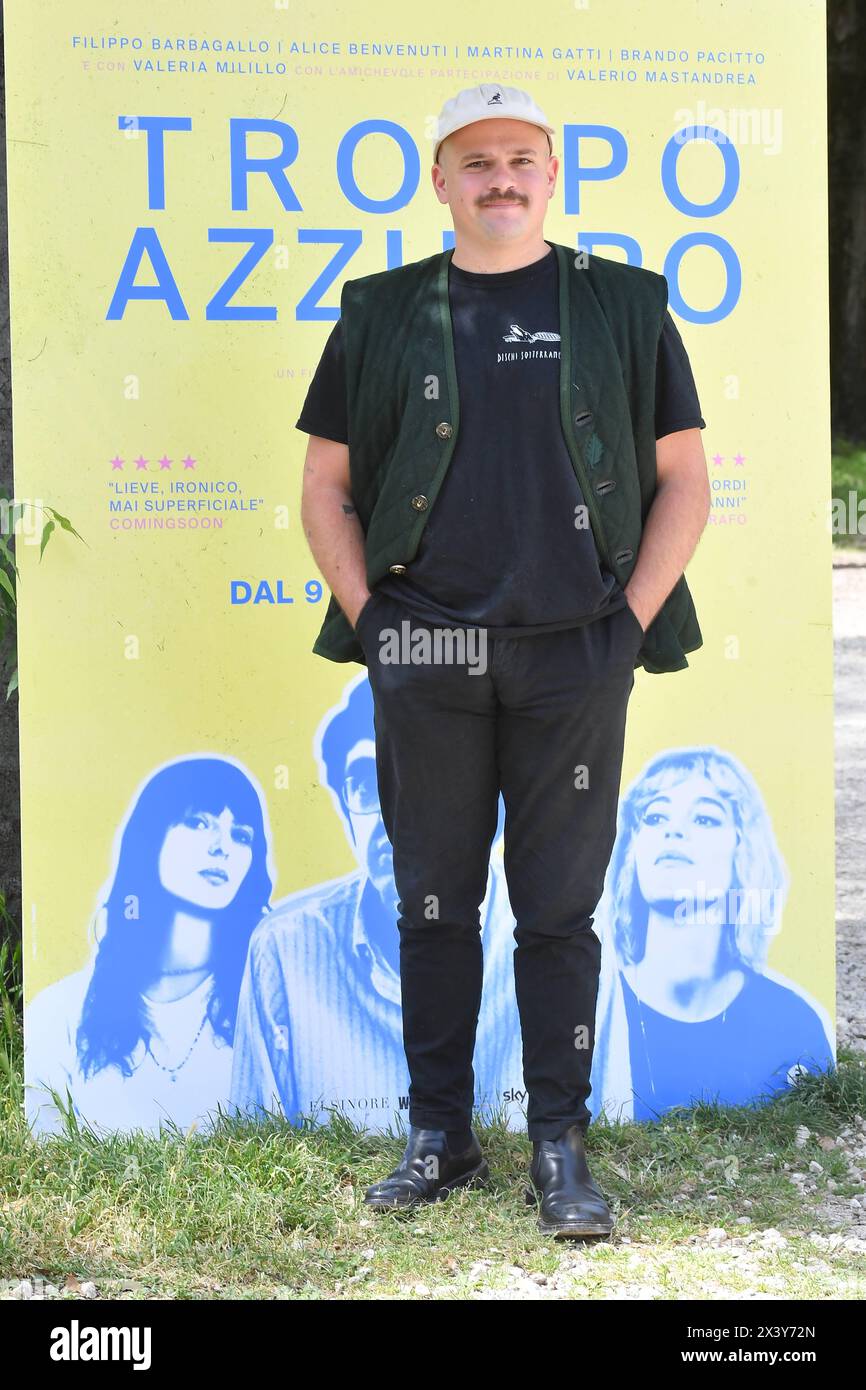 Roma, Italia. 29 aprile 2024. Roma: Casa del Cinema. Pellicola Photocall troppo blu. Nella foto: Brando Pacitto credito: Agenzia fotografica indipendente/Alamy Live News Foto Stock