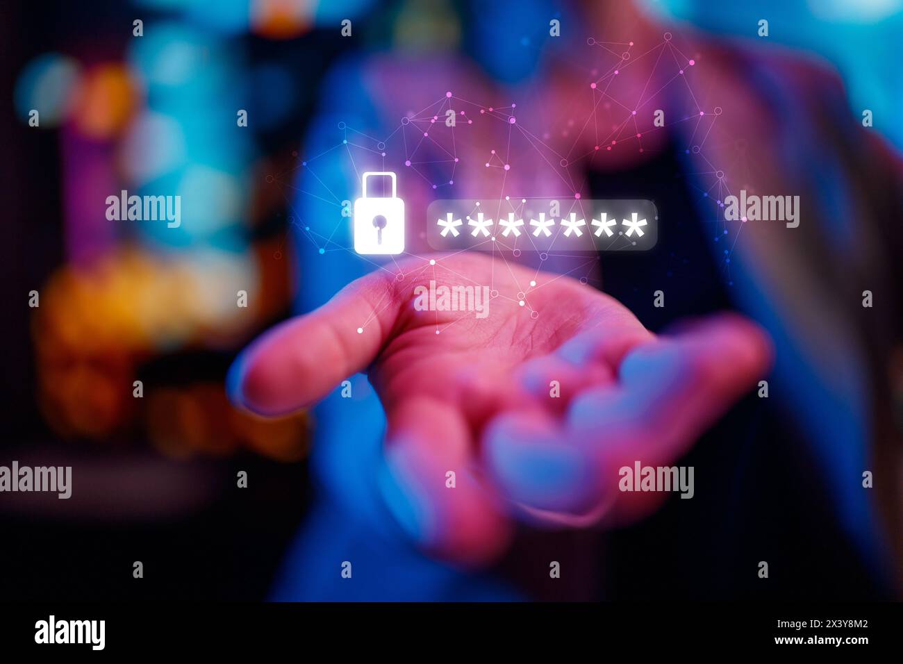 Password per la sicurezza informatica mobile o password per confermare l'accesso nell'applicazione di online banking. Minacce alla sicurezza informatica. Foto Stock