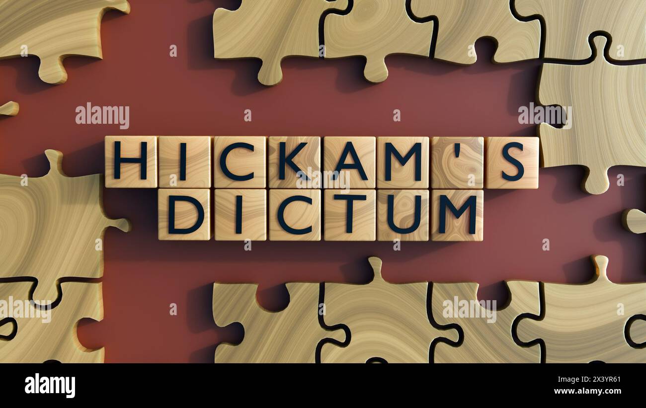 Rendering 3D del dictum e puzzle di Hickam, il dictum di Hickam è una controargomentazione all'uso del rasoio di Occam nella professione medica Foto Stock Rendering 3D del dictum e puzzle di Hickam, il dictum di Hickam è una controargomentazione all'uso del rasoio di Occam nella professione medica Foto Stock