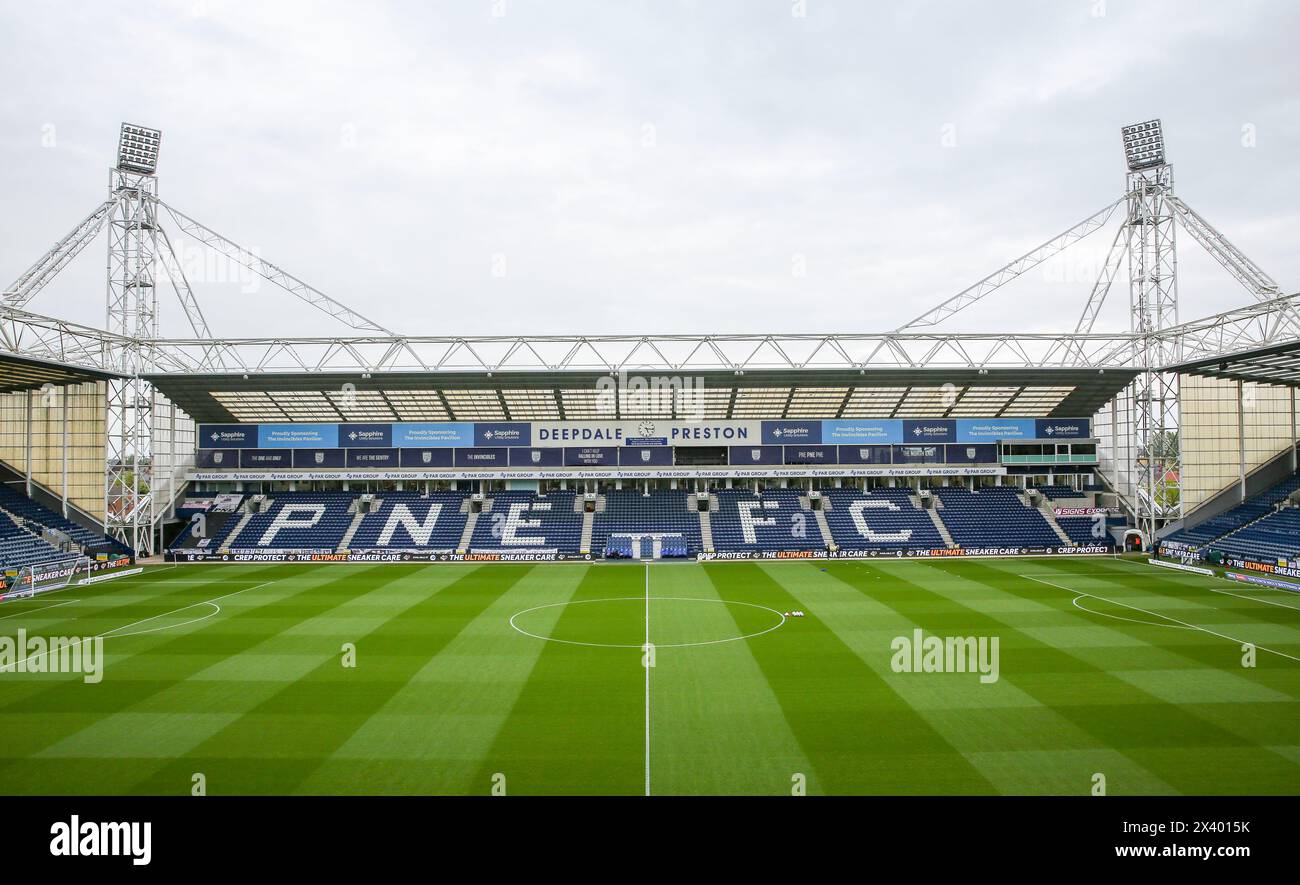 Preston, Regno Unito. 29 aprile 2024. Ground View all'interno dello stadio durante la partita del Preston North End FC vs Leicester City FC Sky BET EFL Championship a Deepdale, Preston, Inghilterra, Regno Unito il 29 aprile 2024 Credit: Every Second Media/Alamy Live News Foto Stock