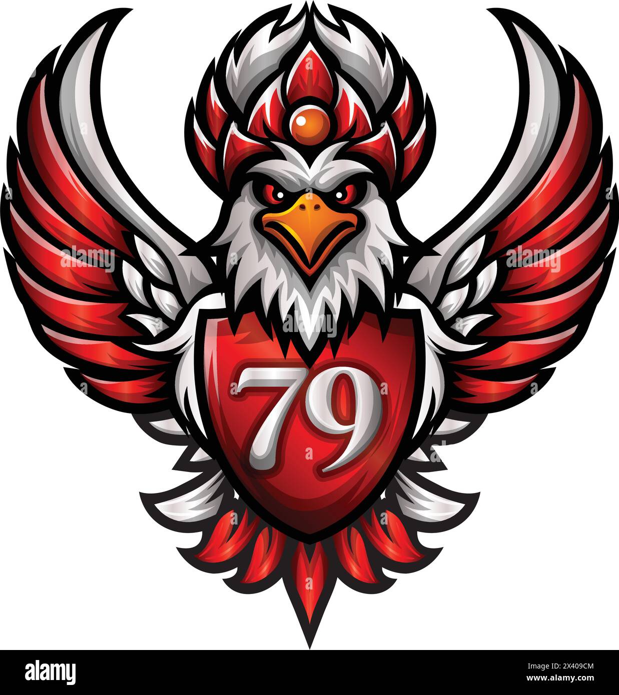 79° Happy Indonesia Independence Day con aquila o disegno vettoriale del logo della mascotte garuda Illustrazione Vettoriale