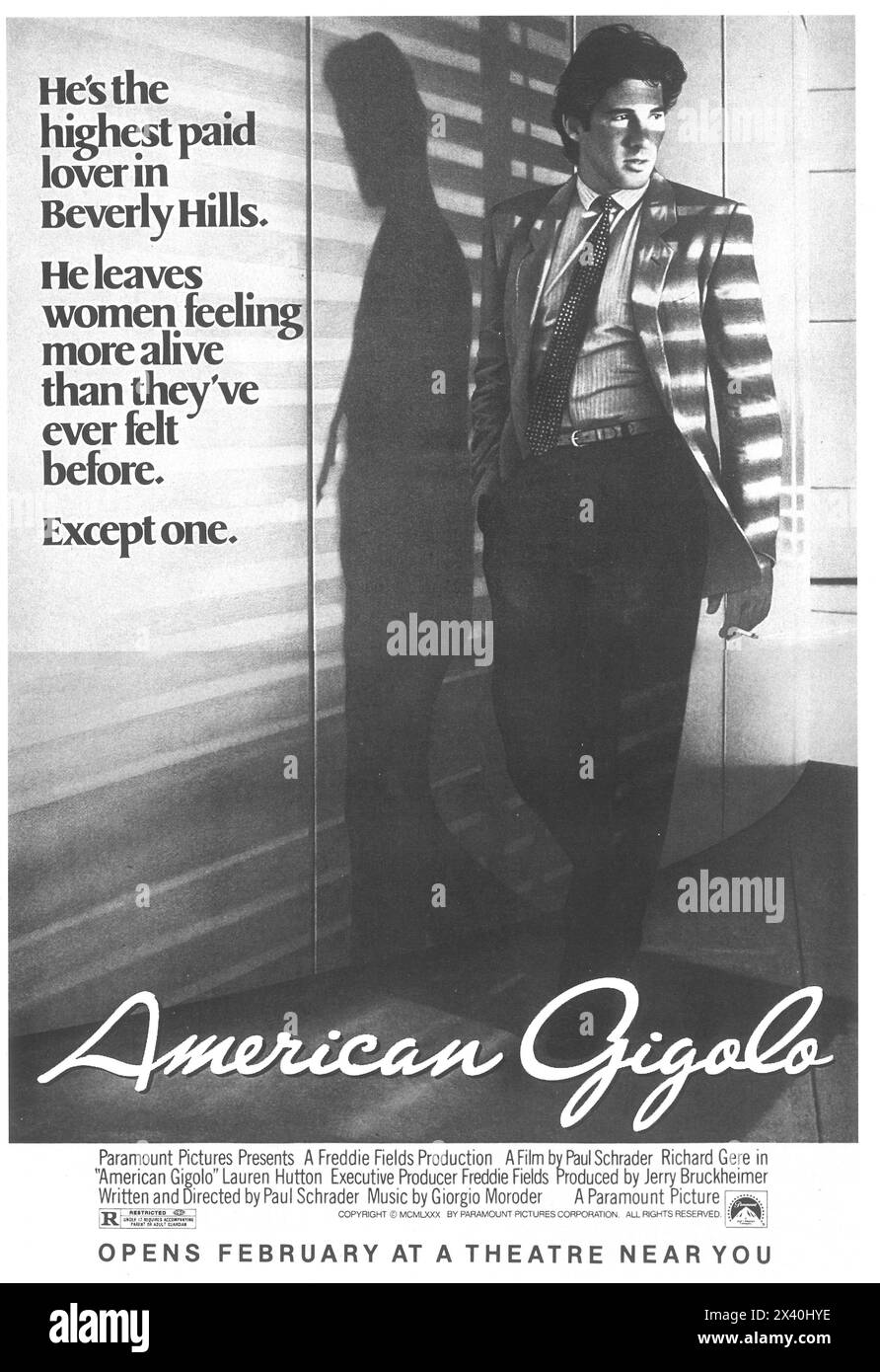 Poster del film originale American Gigolo del 1980, diretto da Paul Schrader, con Richard Gere Foto Stock