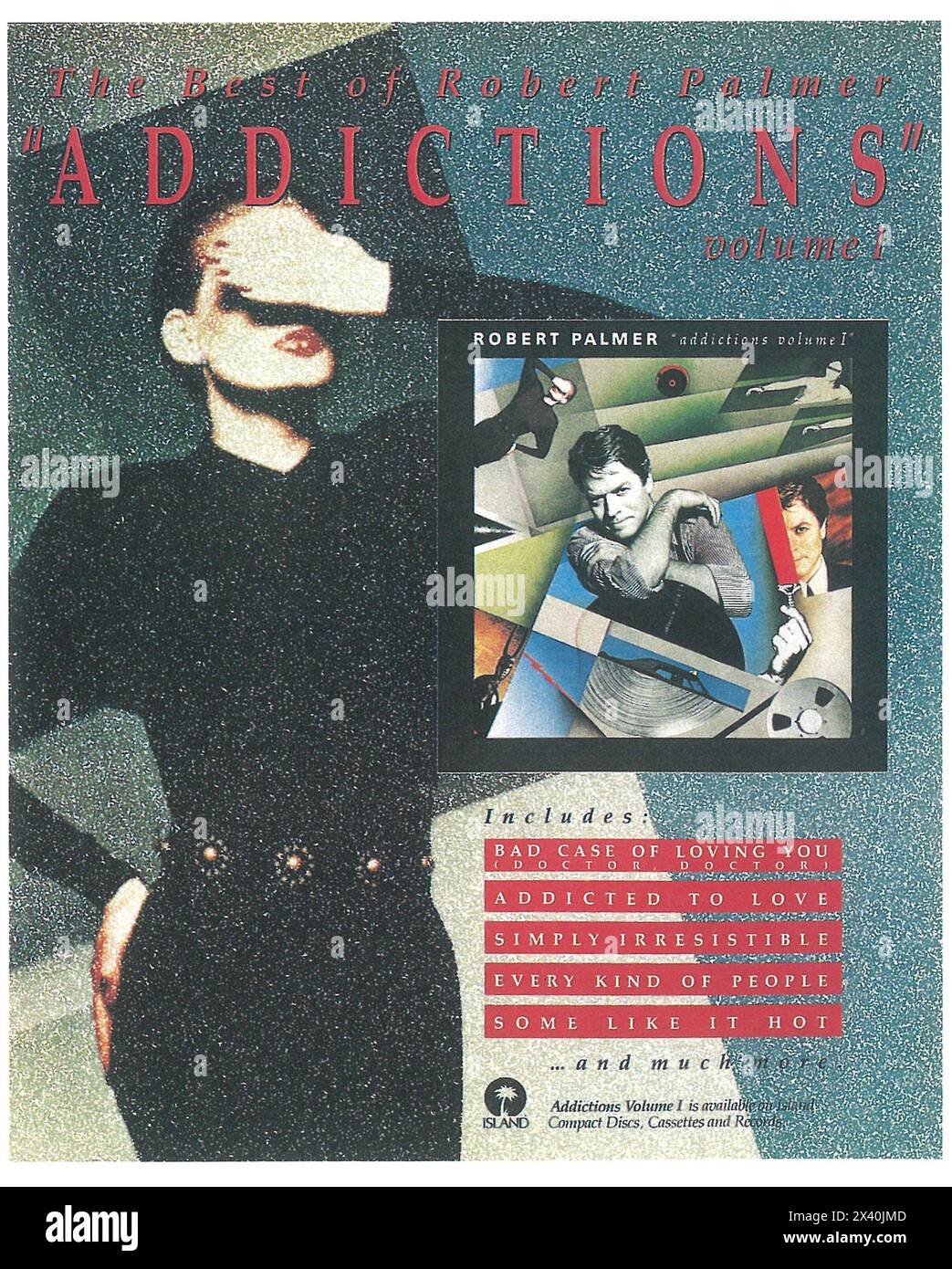 1989 Robert Palmer Addictions Vol i (Best of) album Promo ad Foto Stock