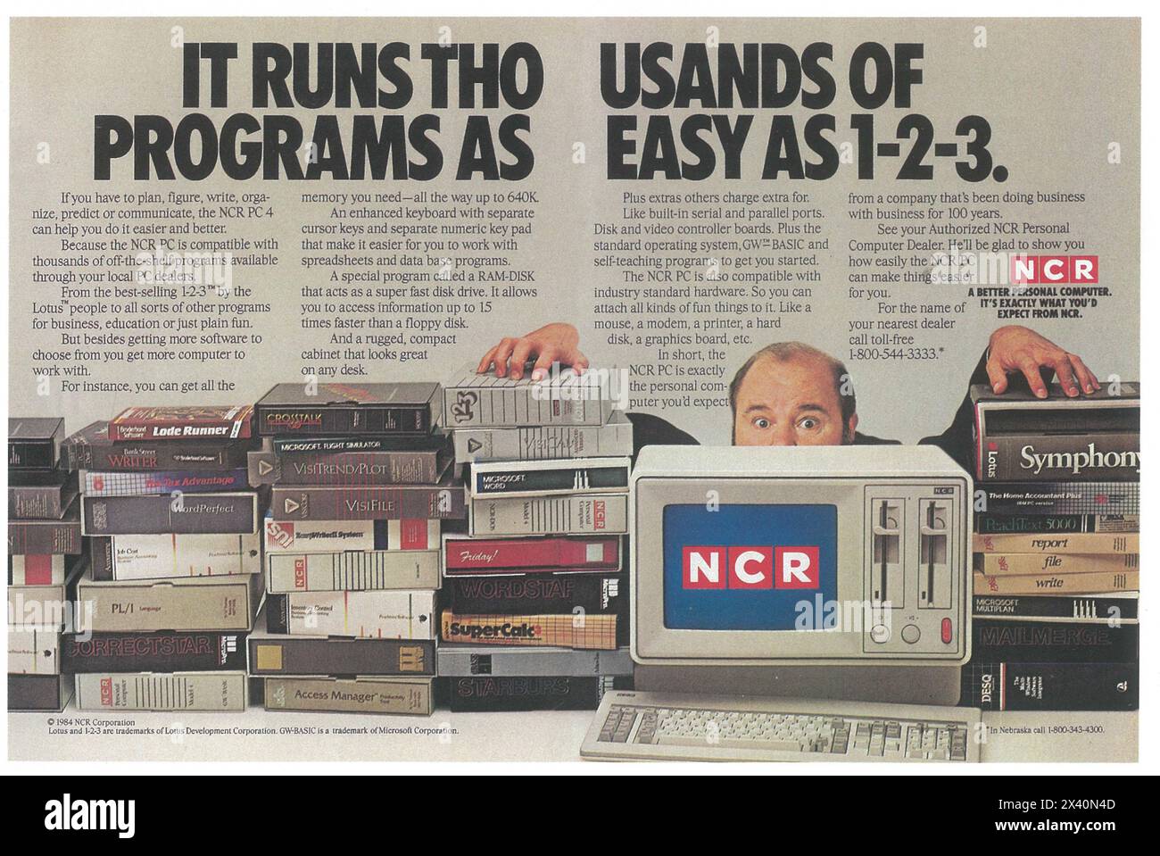 1984 annuncio per personal computer NCR Foto Stock
