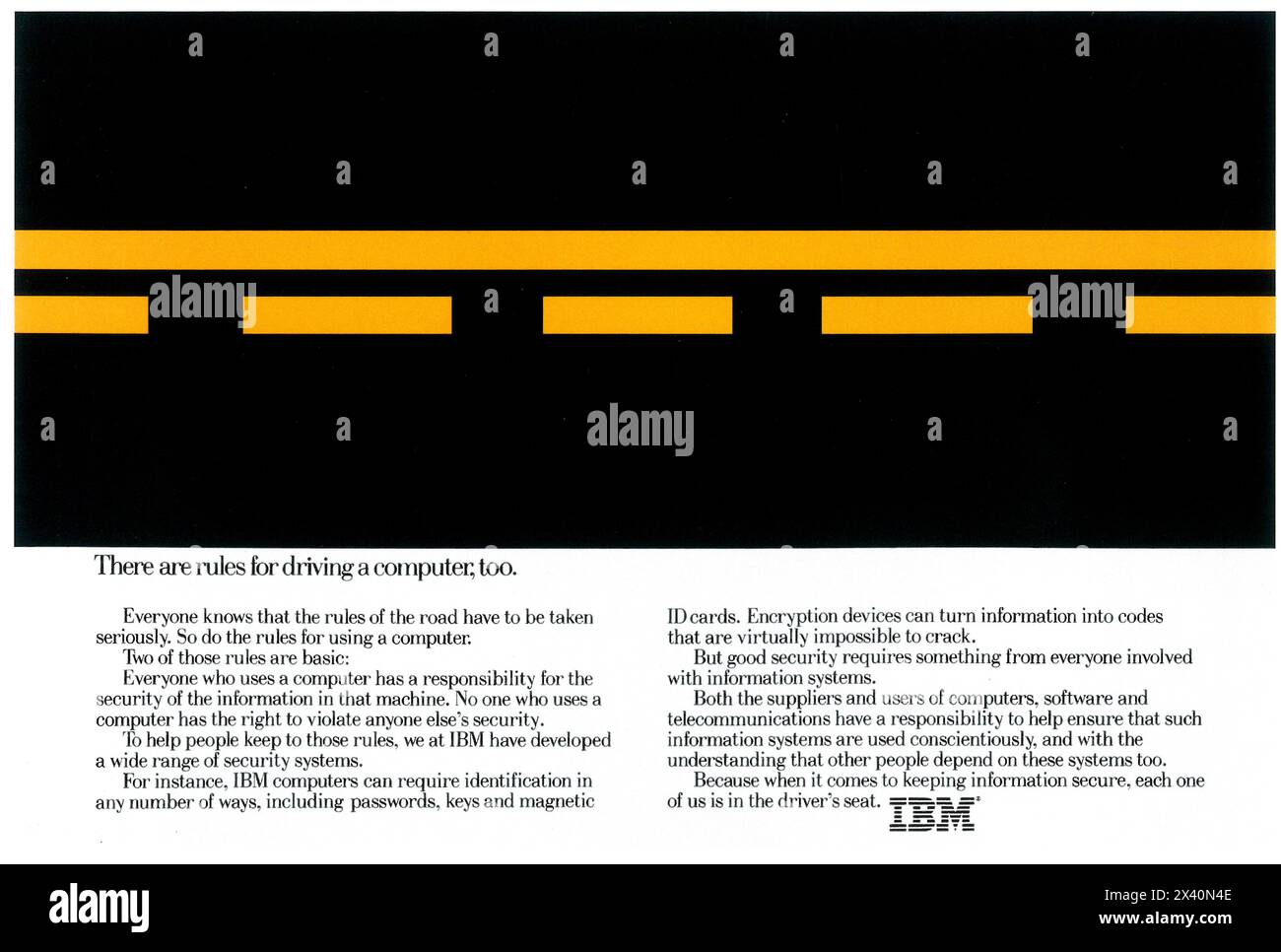 1984 annuncio IBM personal computer - "ci sono regole anche per guidare il computer" Foto Stock