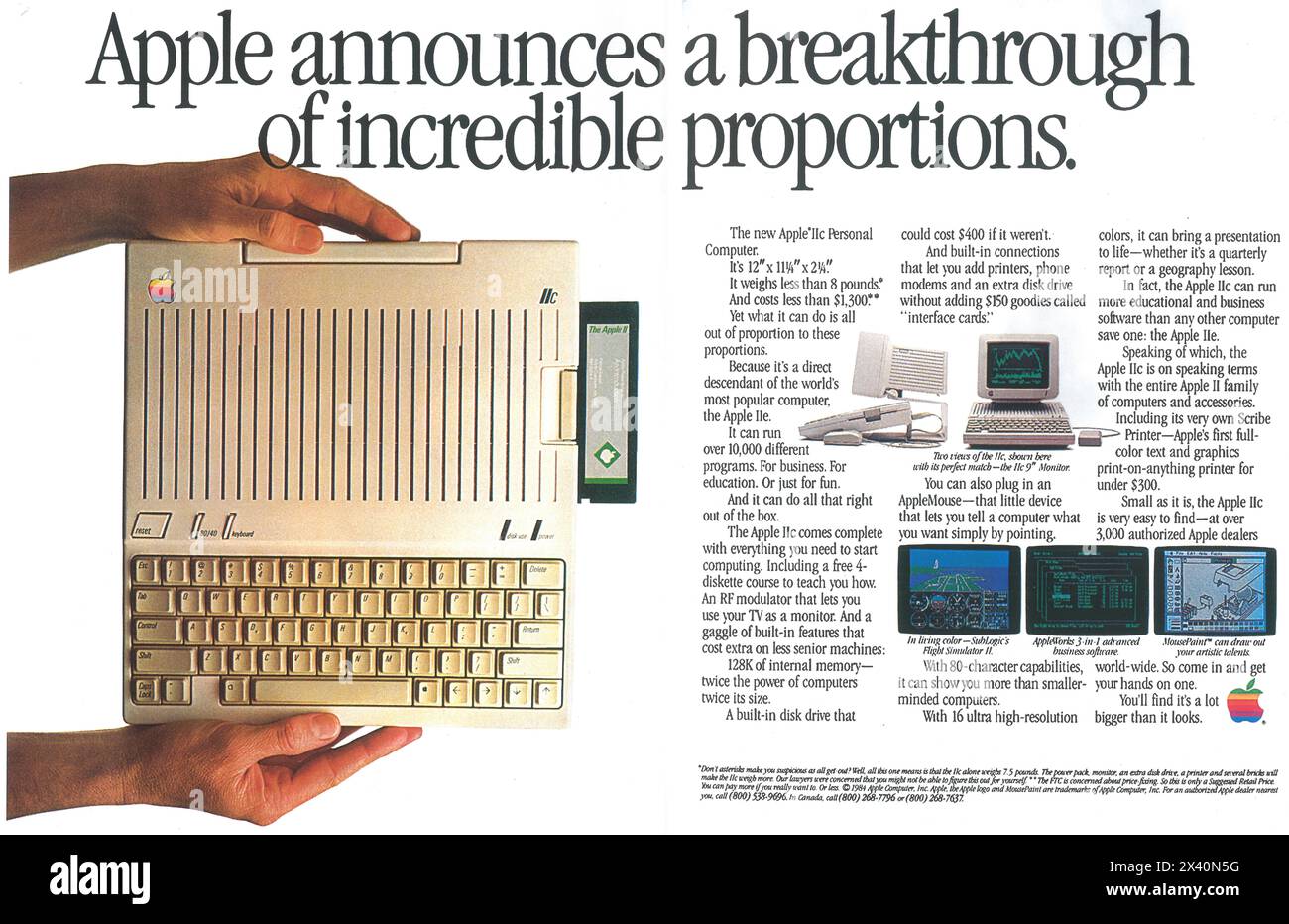 1984 annuncio per personal computer Apple IIC - innovazione Foto Stock