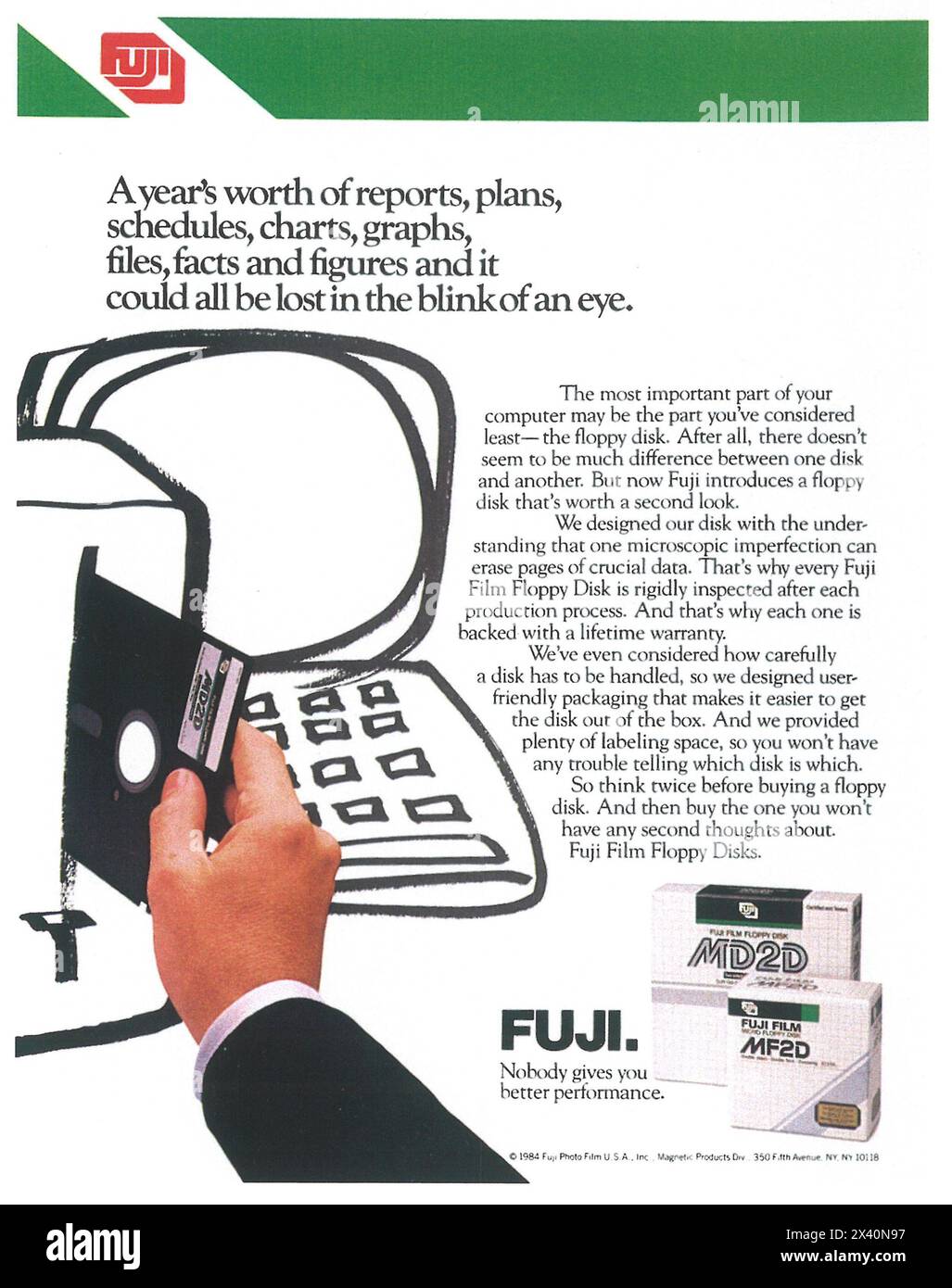 1985 Fuji Film floppy disk ad Foto Stock