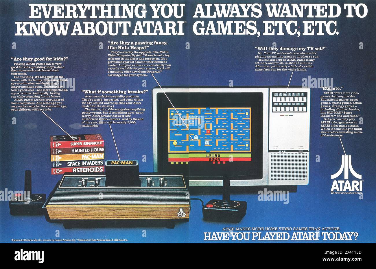 1982 Atar Video computer System Game System annuncio - "hai giocato ad Atari oggi?" Foto Stock
