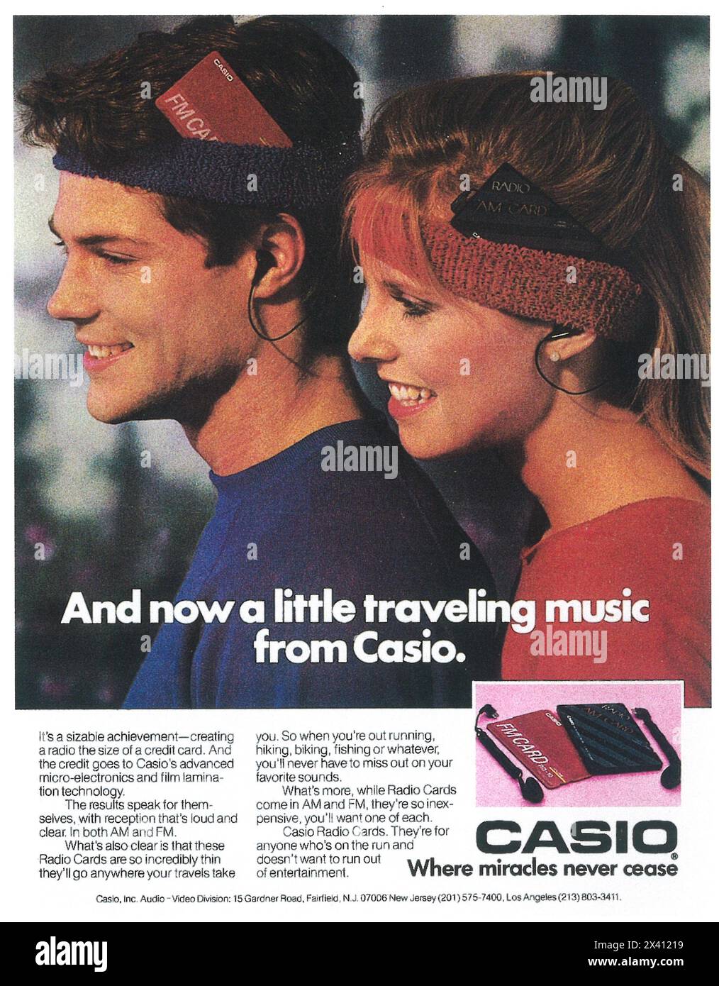1985 annuncio Casio radio Cards - "un po' di musica viaggiante da Casio" Foto Stock