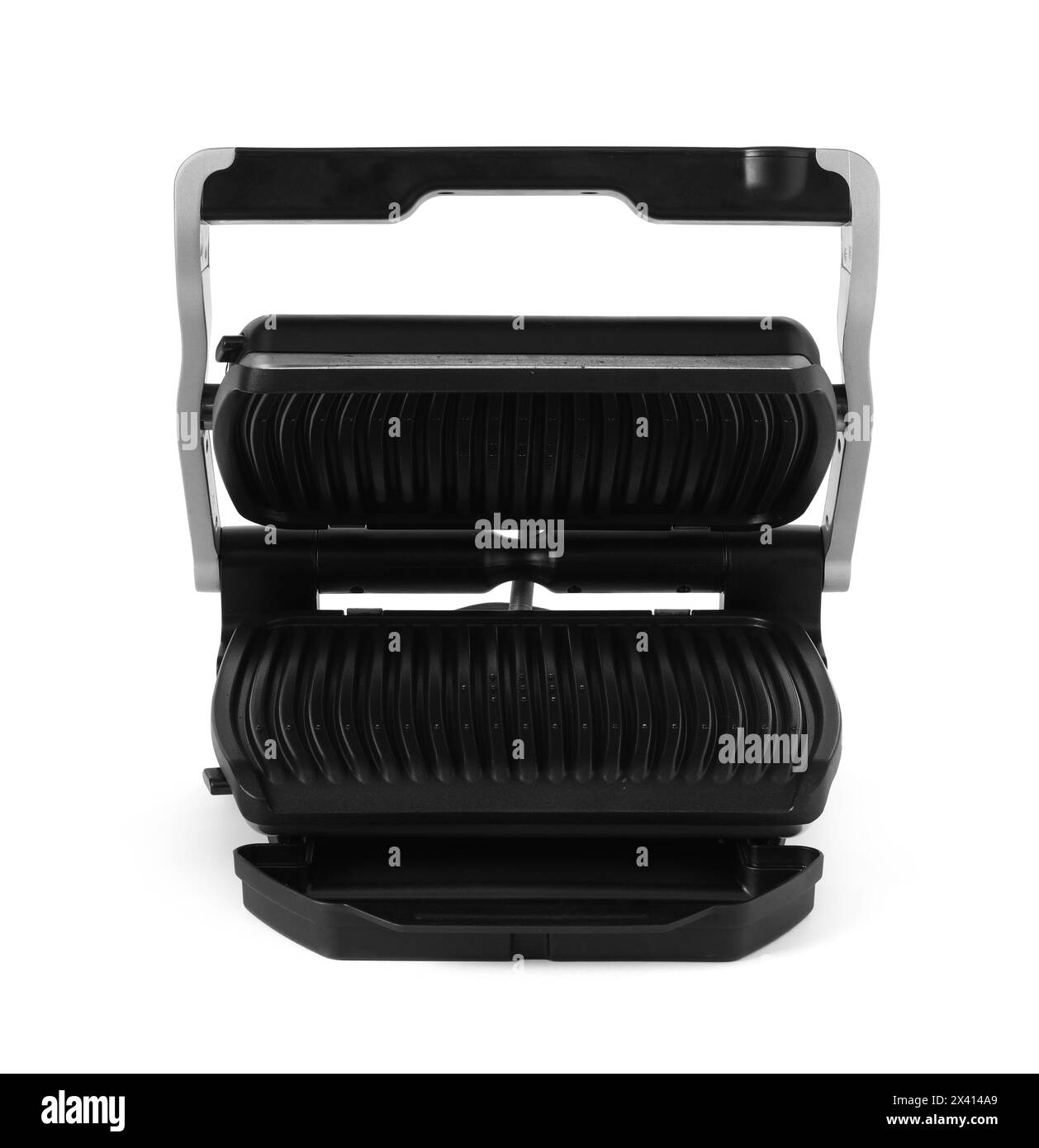 Griglia elettrica isolata su bianco. Apparecchio di cottura Foto Stock