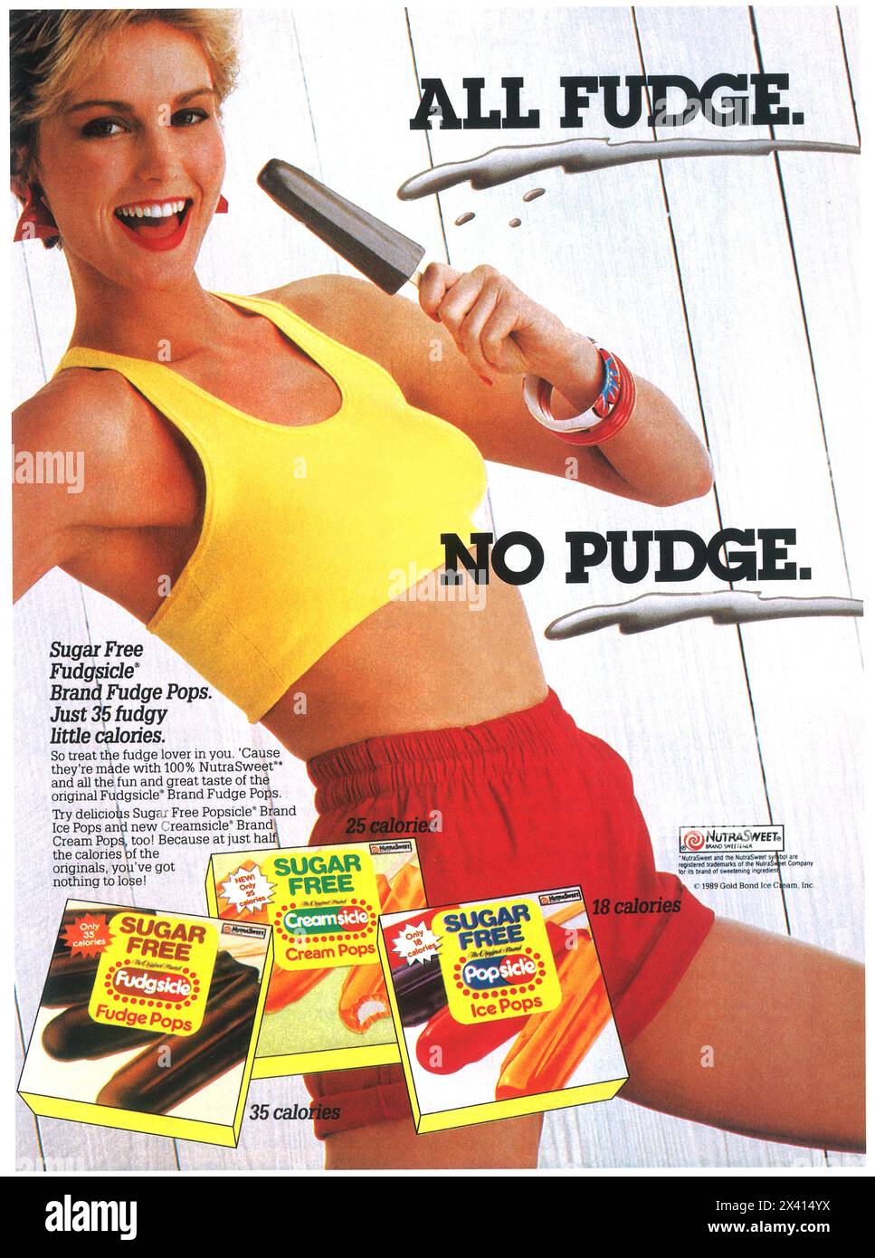 1989 fudgsicle senza zucchero fudge Pops ad - All Fudge. Niente pudge. Foto Stock