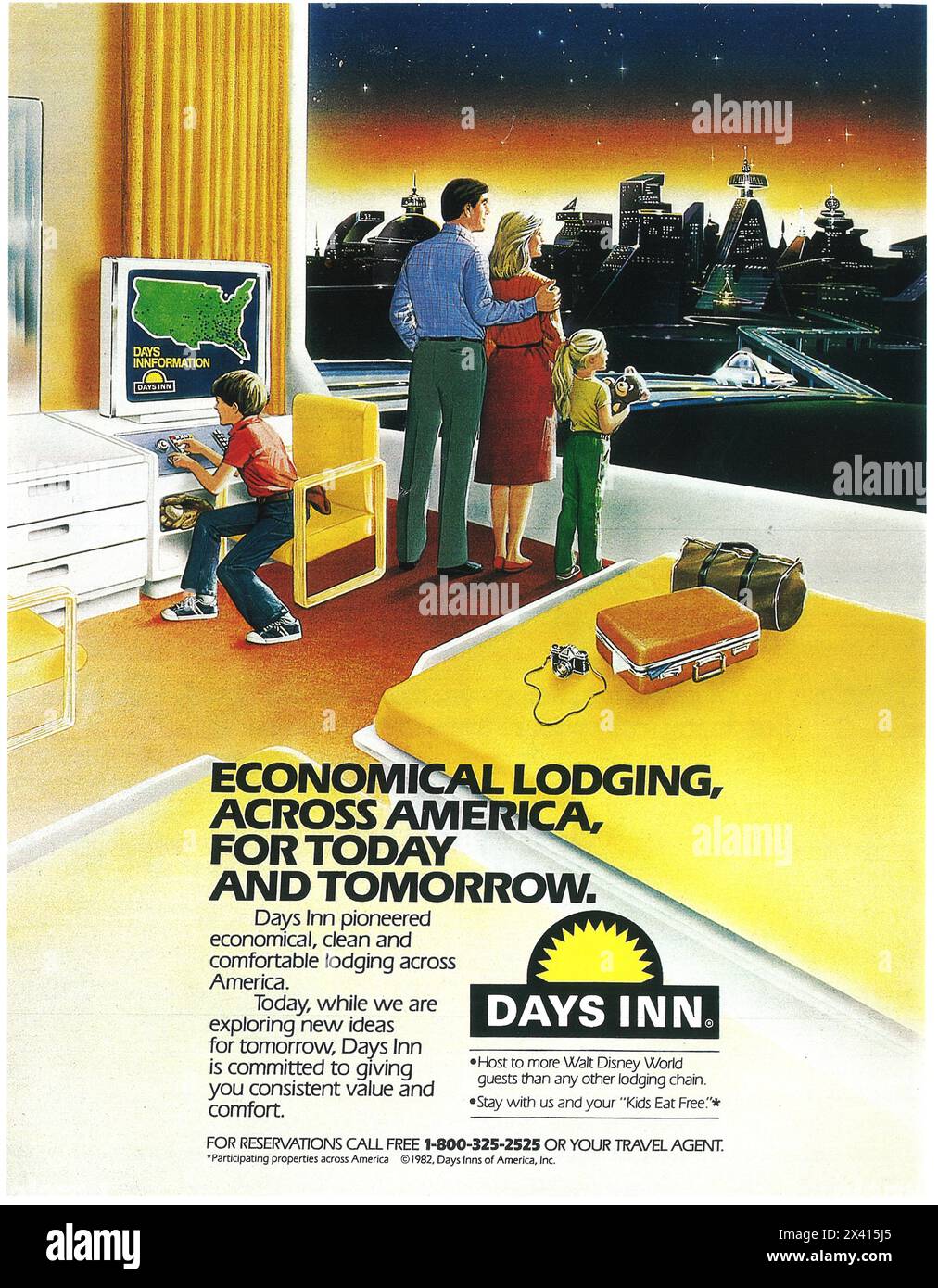 1982 Days Inn ad "alloggio economico in tutta l'America" Foto Stock