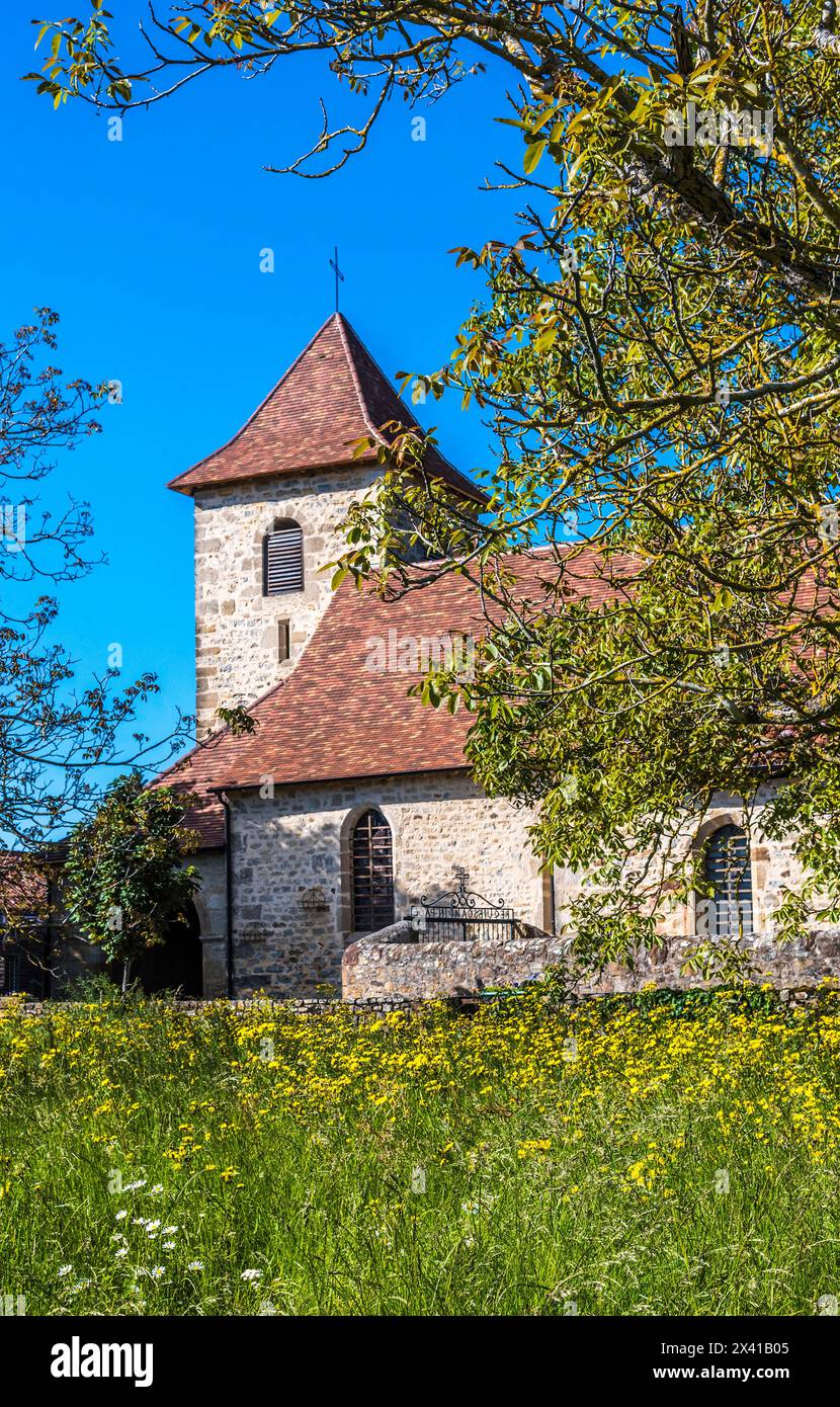 Francia, Quercy, Lot, Saint Laurent-les-Tours, chiesa romana di Saint Laurent Foto Stock