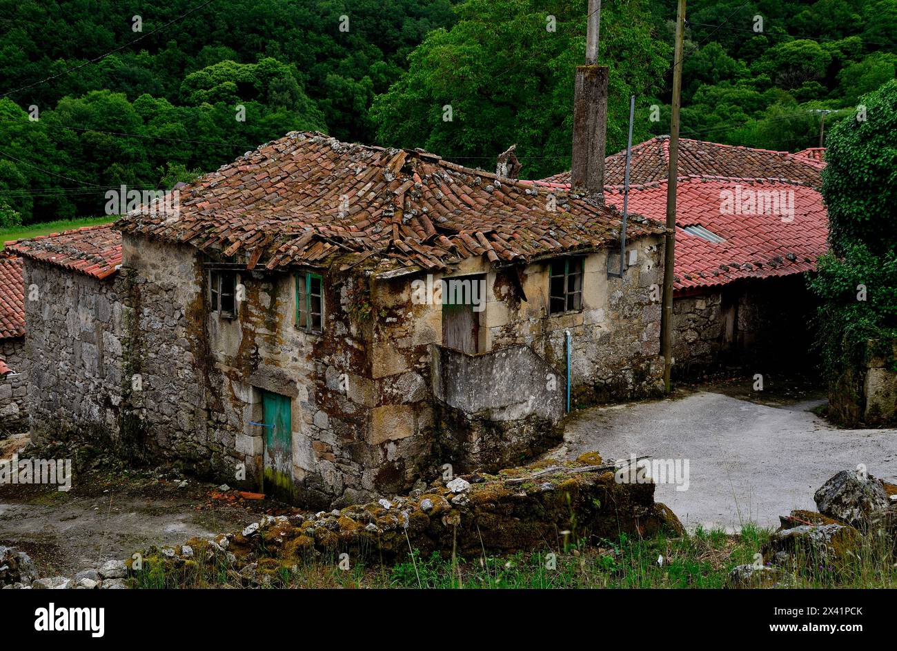 Vecchia casa a Mouricios, Chantada, Lugo, Spagna Foto Stock