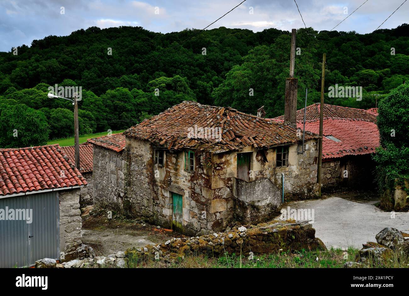 Vecchia casa a Mouricios, Chantada, Lugo, Spagna Foto Stock