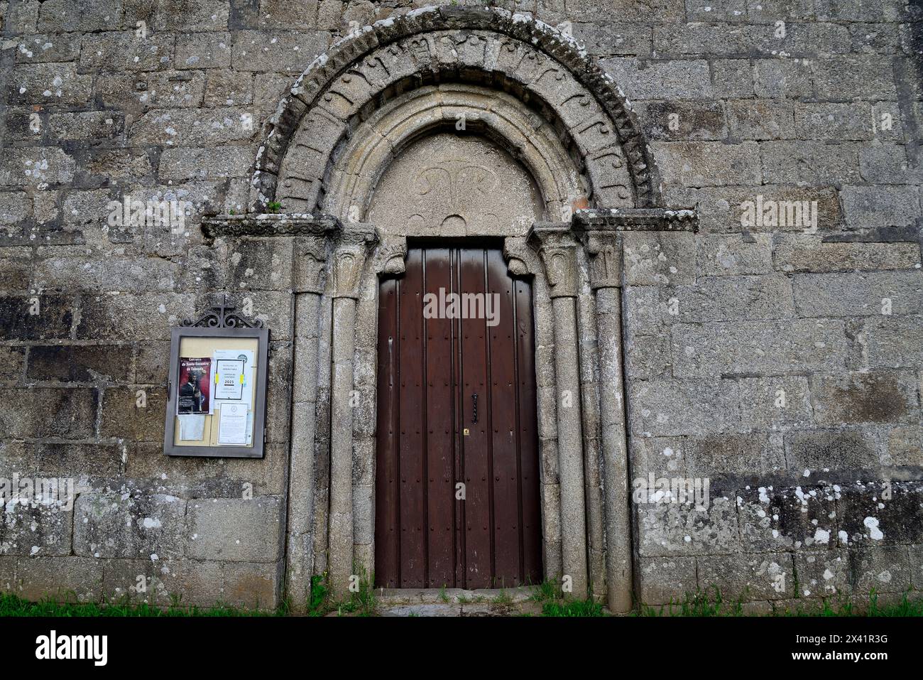 Dettagli di Santa Maria do Castelo, Taboada, Lugo, Spagna Foto Stock