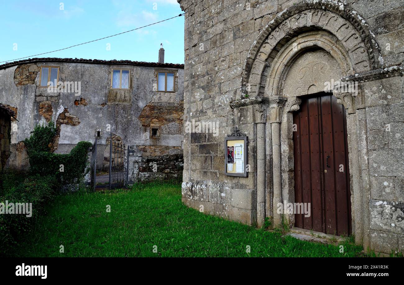 Dettagli di Santa Maria do Castelo, Taboada, Lugo, Spagna Foto Stock