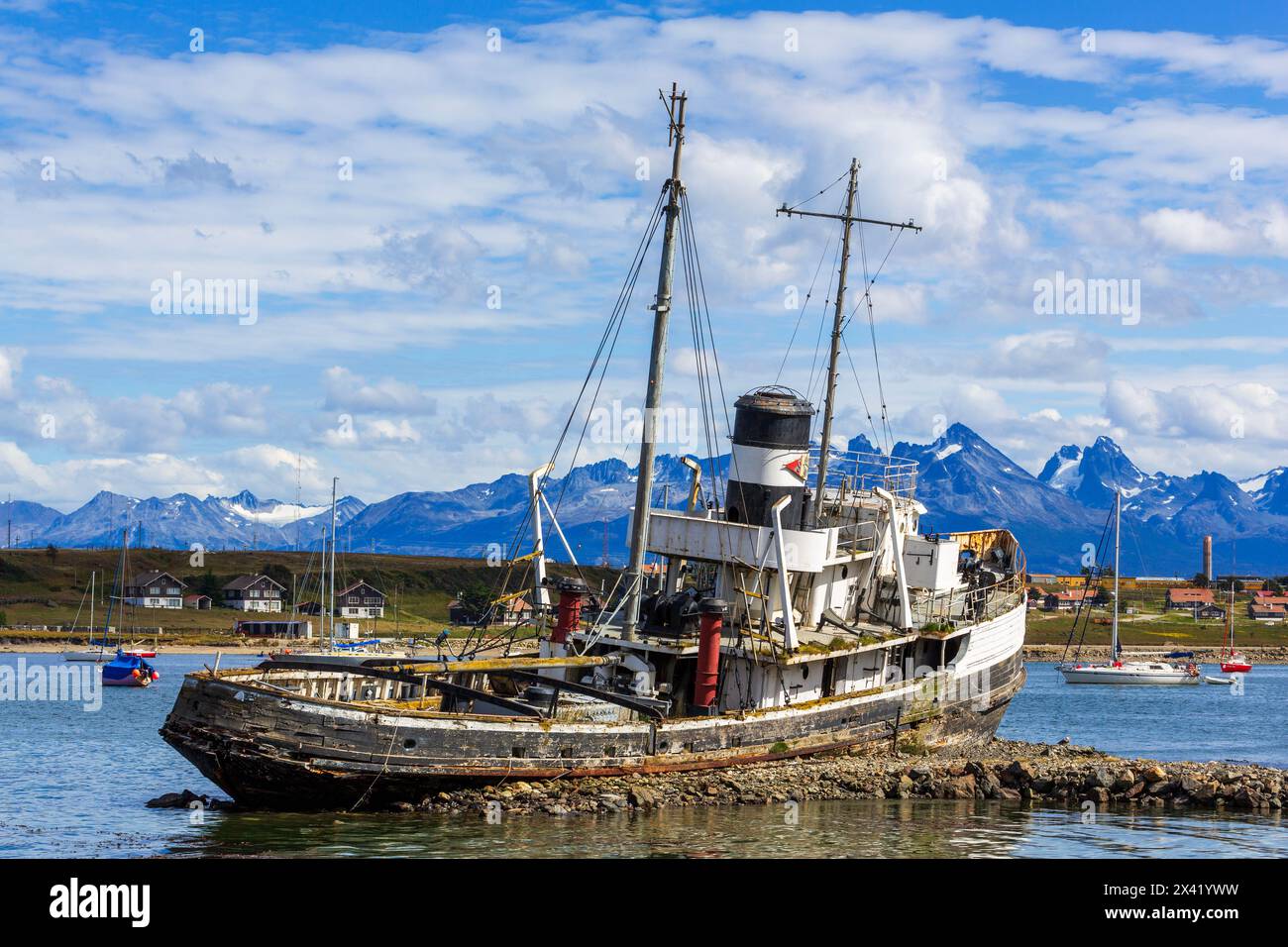 Relitto del rimorchiatore St Christopher, Ushuaia, Terra del fuoco, Argentina, Sud America Foto Stock