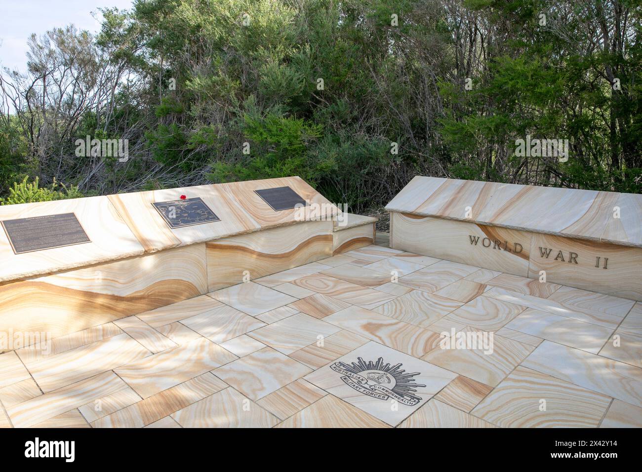 L'Australia's Memorial Walk al North Head Sanctuary Manly Sydney onora coloro che hanno servito e sostenuto la difesa dell'Australia, monumento della seconda guerra mondiale Foto Stock