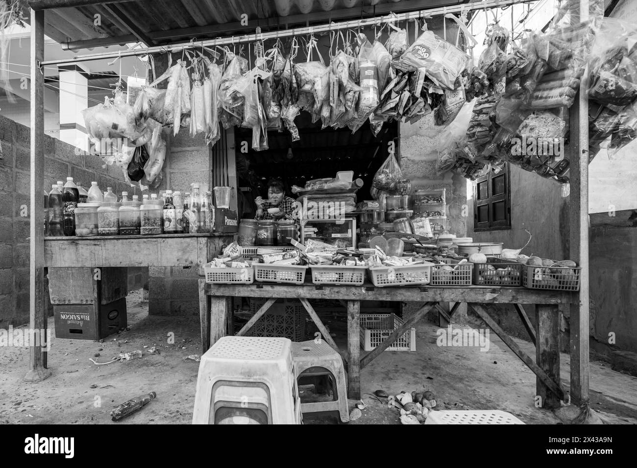 Market Stall per le strade di Mui ne in Vietnam, Foto Stock