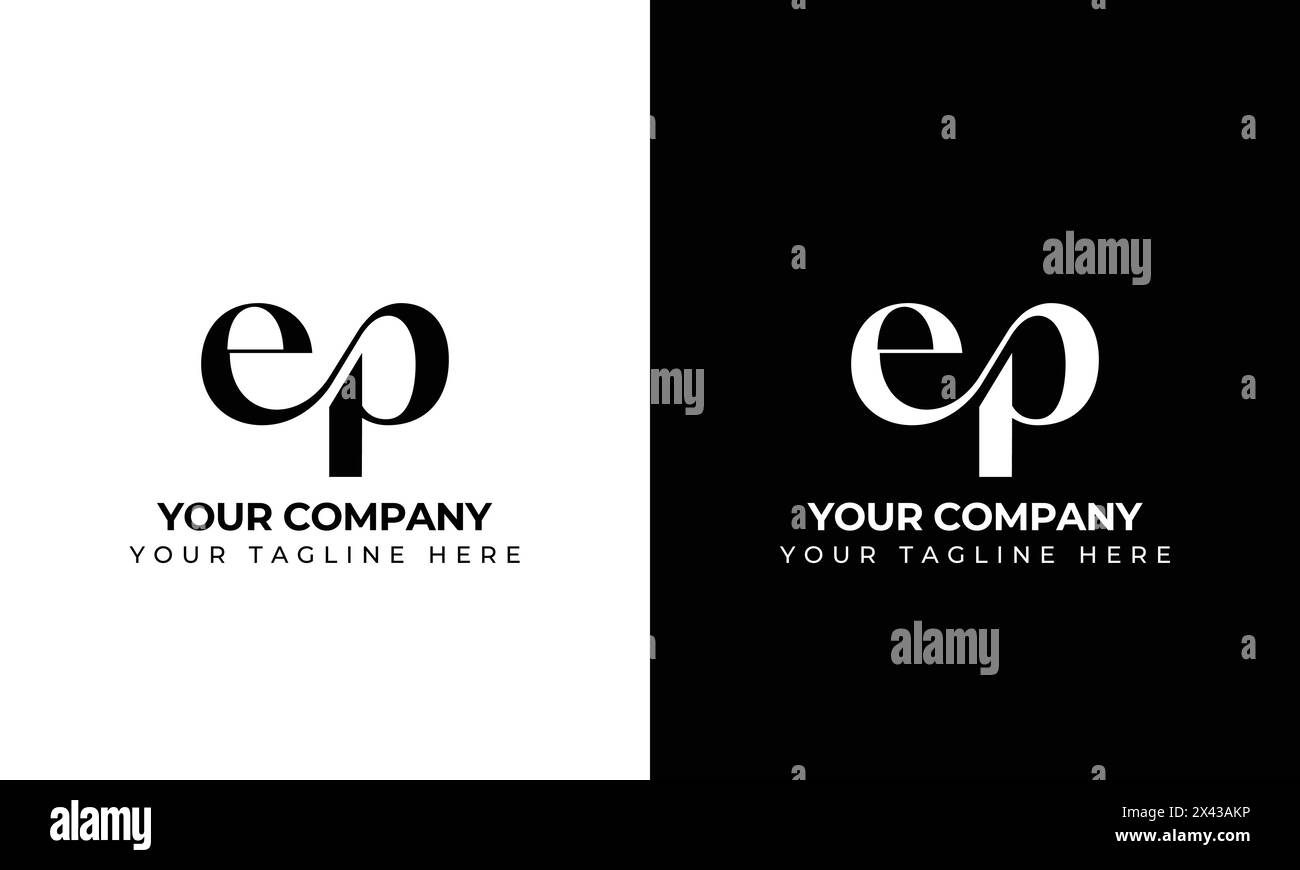 idea logo ep, idea ep, set di icone, logo tecnologia ep, simbolo icona ep, elemento di design ep, logo ep minimalista, logo ep web, marchio ep Illustrazione Vettoriale