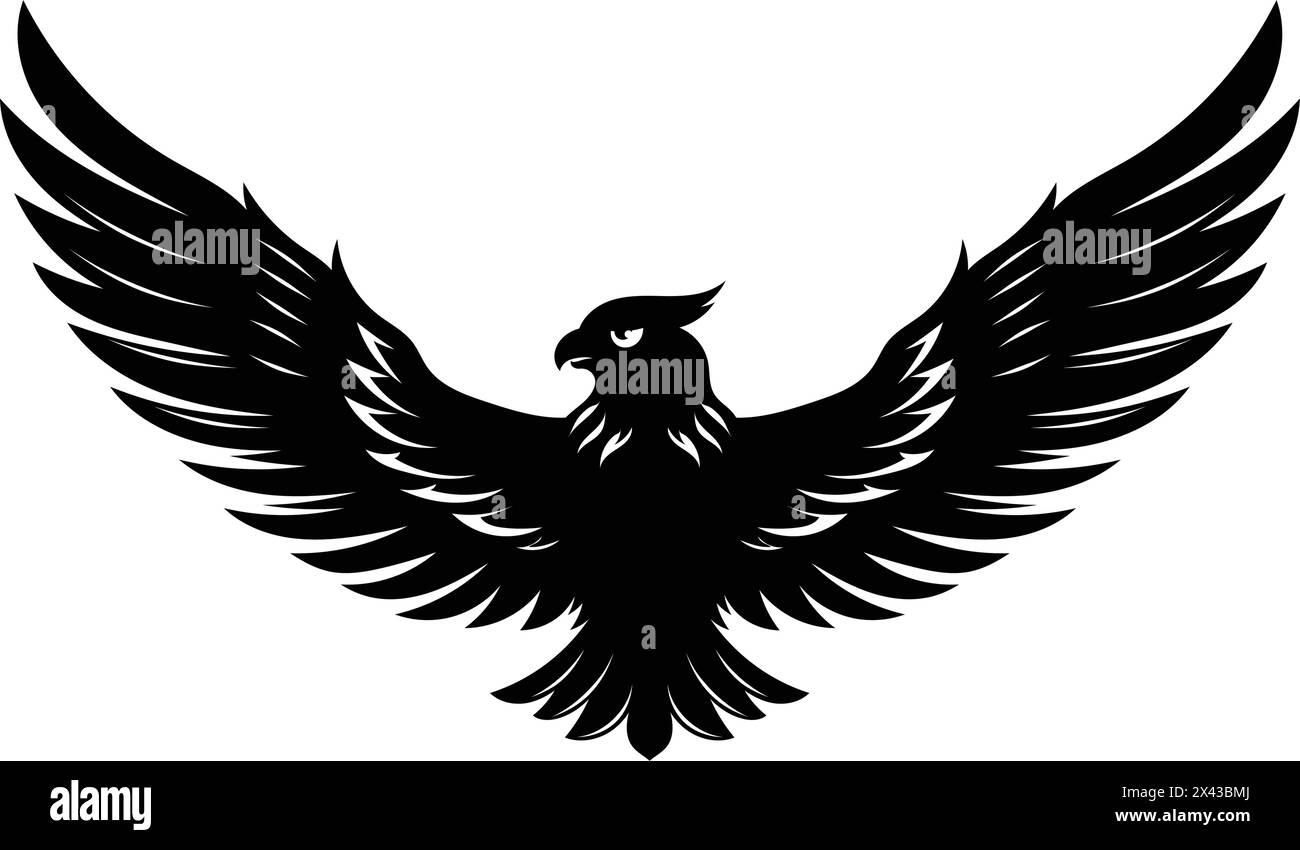 Illustrazione vettoriale Eagle. Silhouette del logo o simbolo dell'aquila calva Illustrazione Vettoriale