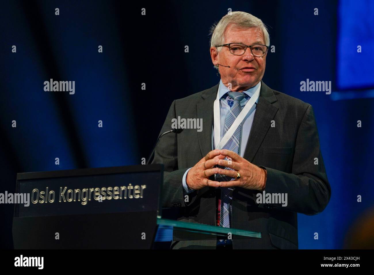 Oslo 20240430.Kjell Magne Bondevik alla conferenza World Matter organizzata a Oslo. Foto: Terje Pedersen / NTB Foto Stock