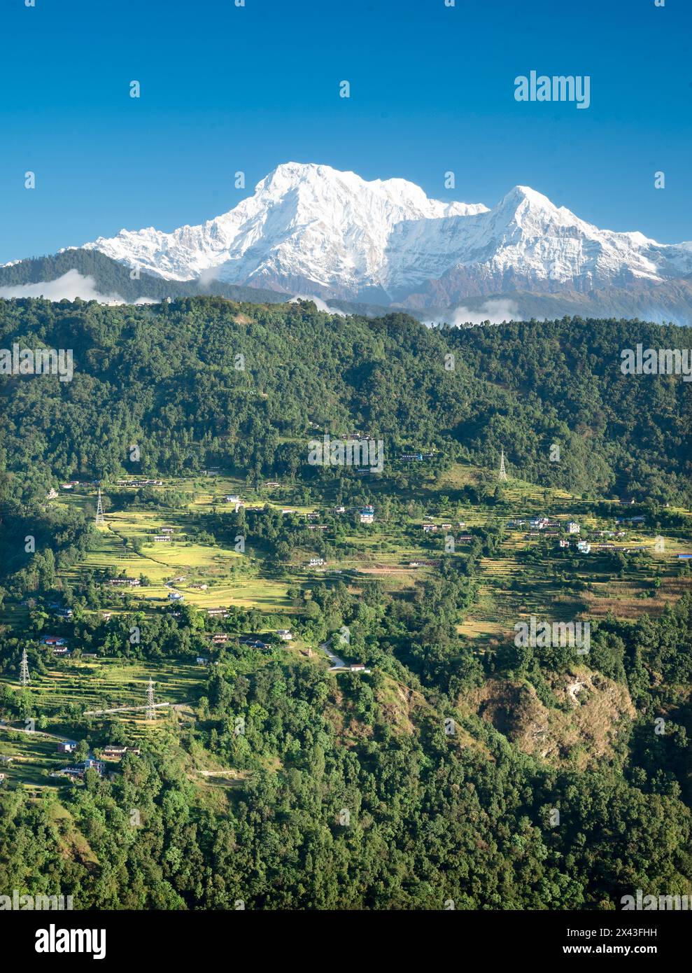 Nepal, vlley e Annapurna Range Foto Stock