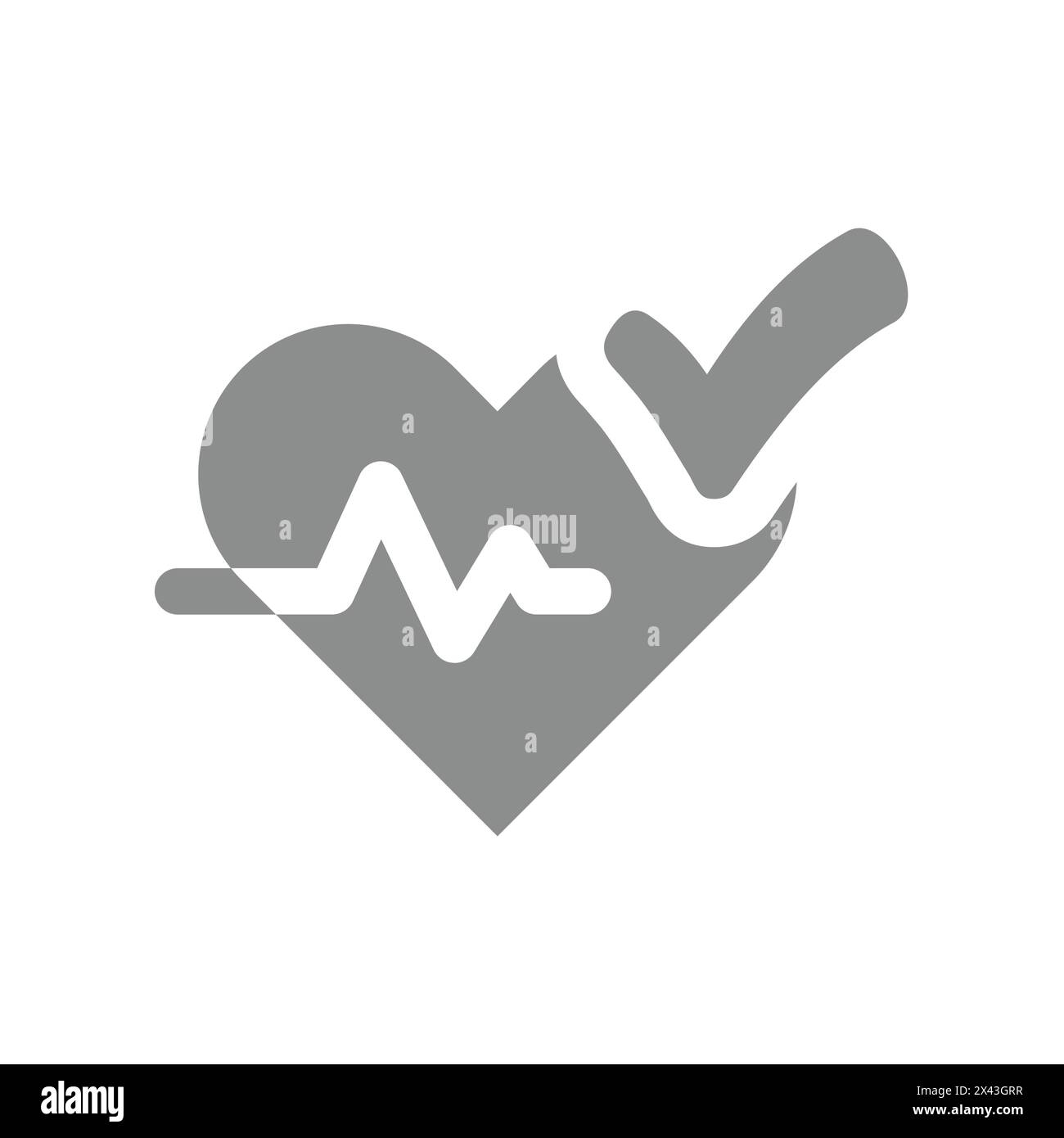 Icona vettore cuore sano. Battito cardiaco con segno di spunta, simbolo ecg. Illustrazione Vettoriale