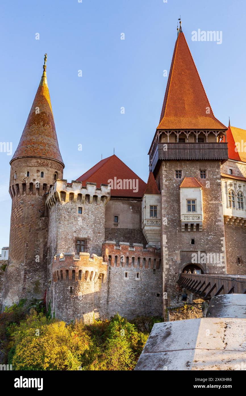 Romania, Hunedoara. Castello di Corvin, castello gotico-rinascimentale, uno dei castelli più grandi d'Europa. Foto Stock