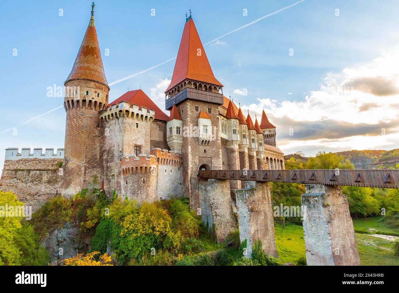 Romania, Hunedoara. Castello di Corvin, castello gotico-rinascimentale, uno dei castelli più grandi d'Europa. Foto Stock