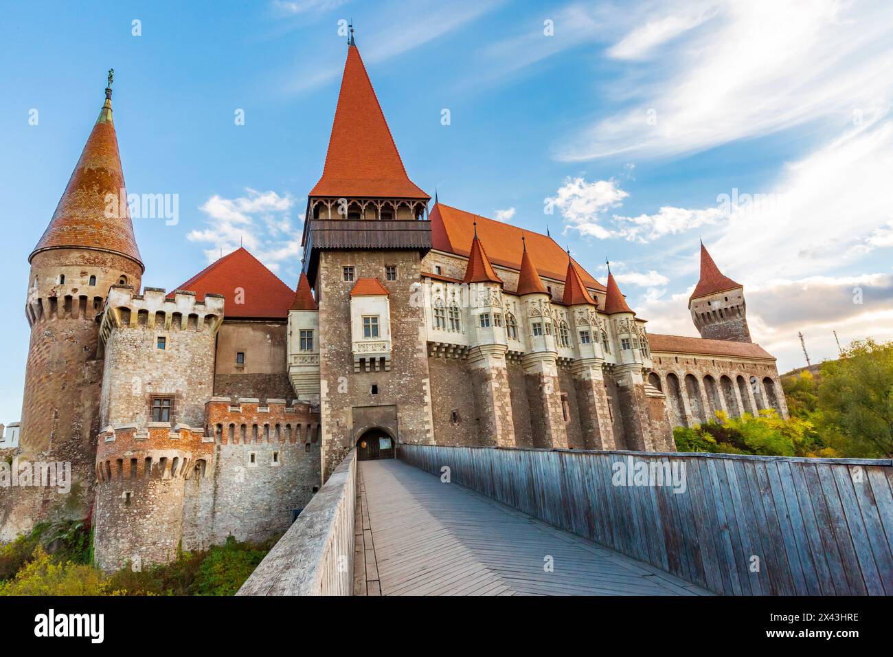 Romania, Hunedoara. Castello di Corvin, castello gotico-rinascimentale, uno dei castelli più grandi d'Europa. Foto Stock