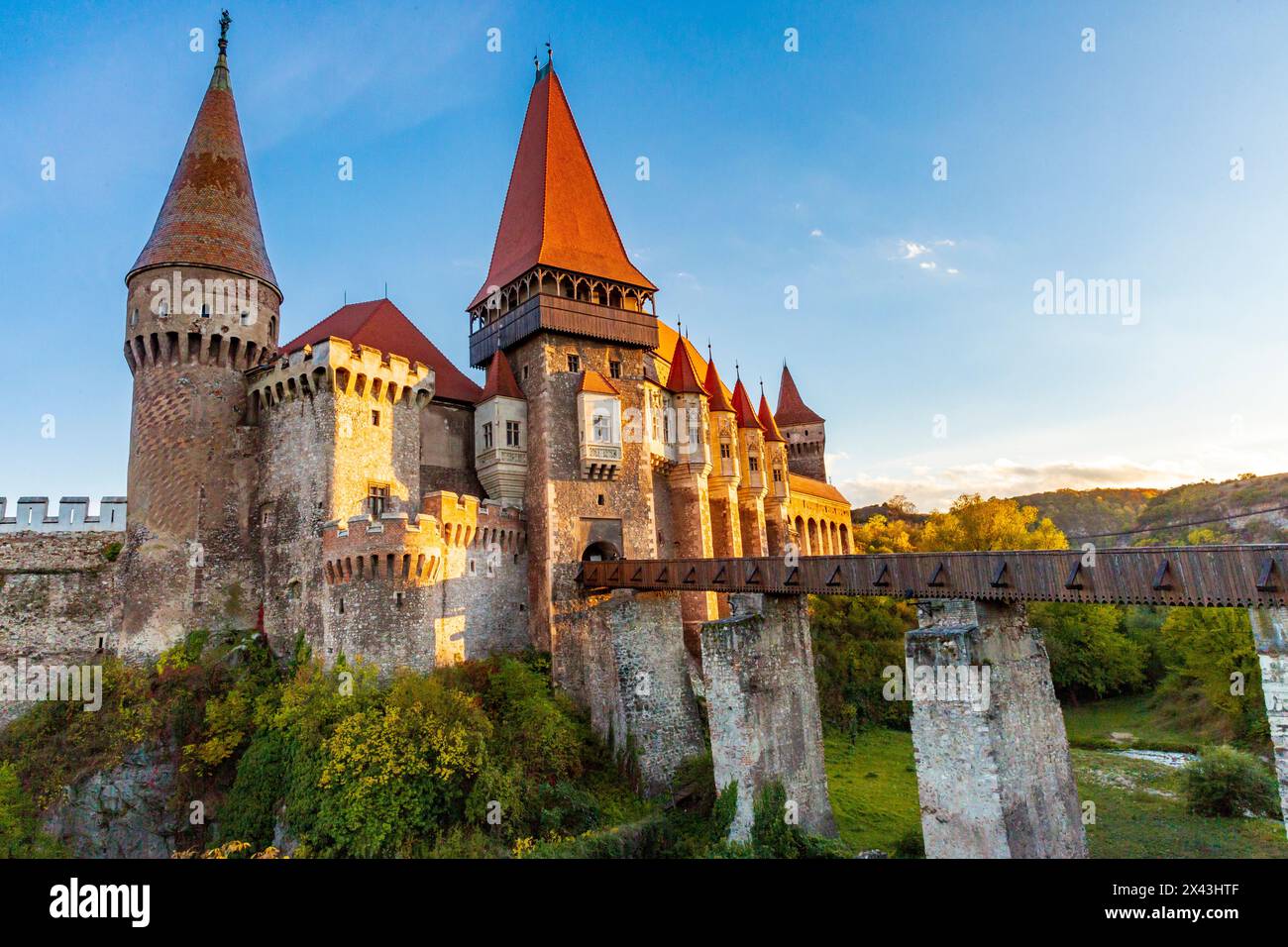 Romania, Hunedoara. Castello di Corvin, castello gotico-rinascimentale, uno dei castelli più grandi d'Europa. Foto Stock