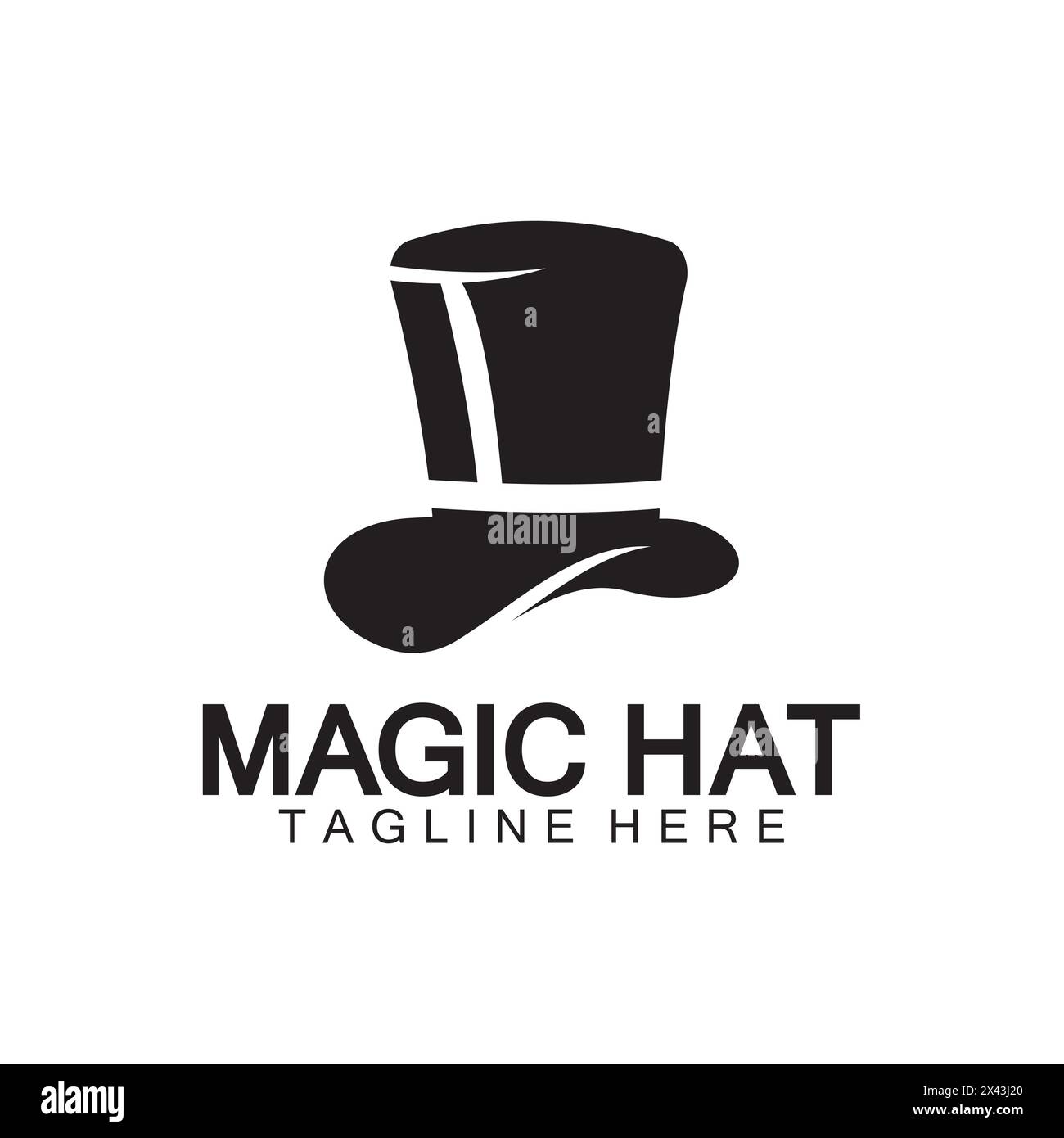 Logo Magic Hat, modello vettoriale icona Black Magician Hat Illustrazione Vettoriale