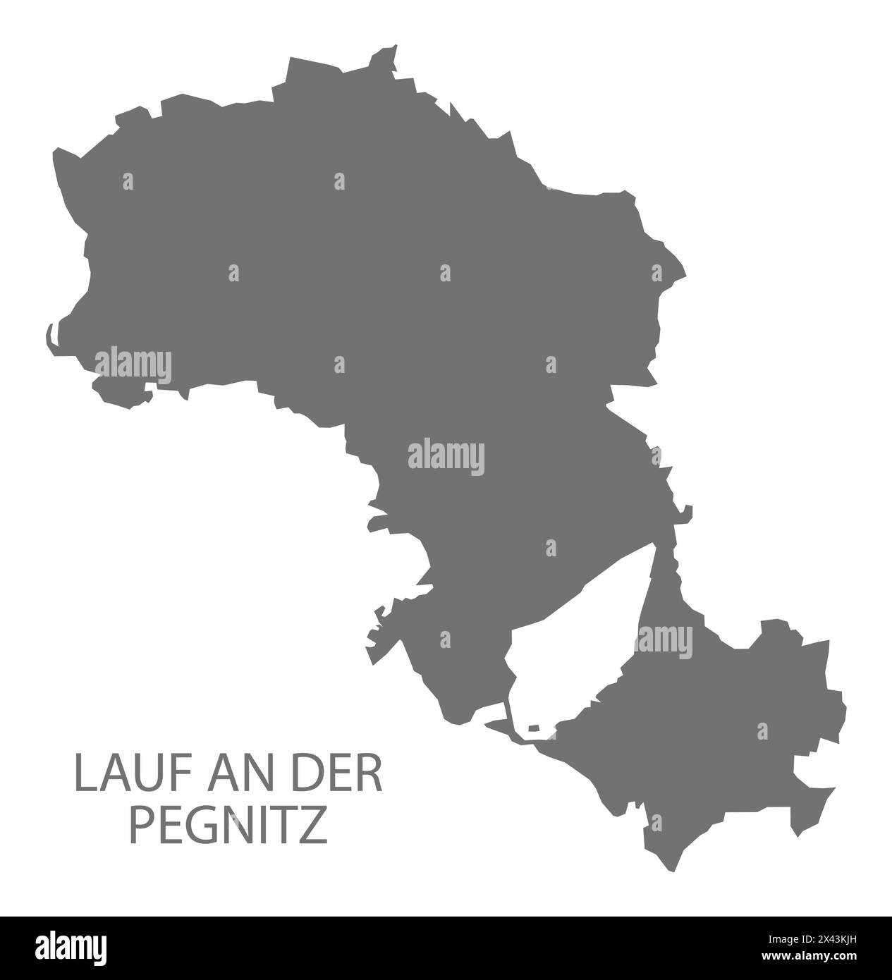 Lauf an der Pegnitz mappa della città tedesca illustrazione grigia forma silhouette Illustrazione Vettoriale