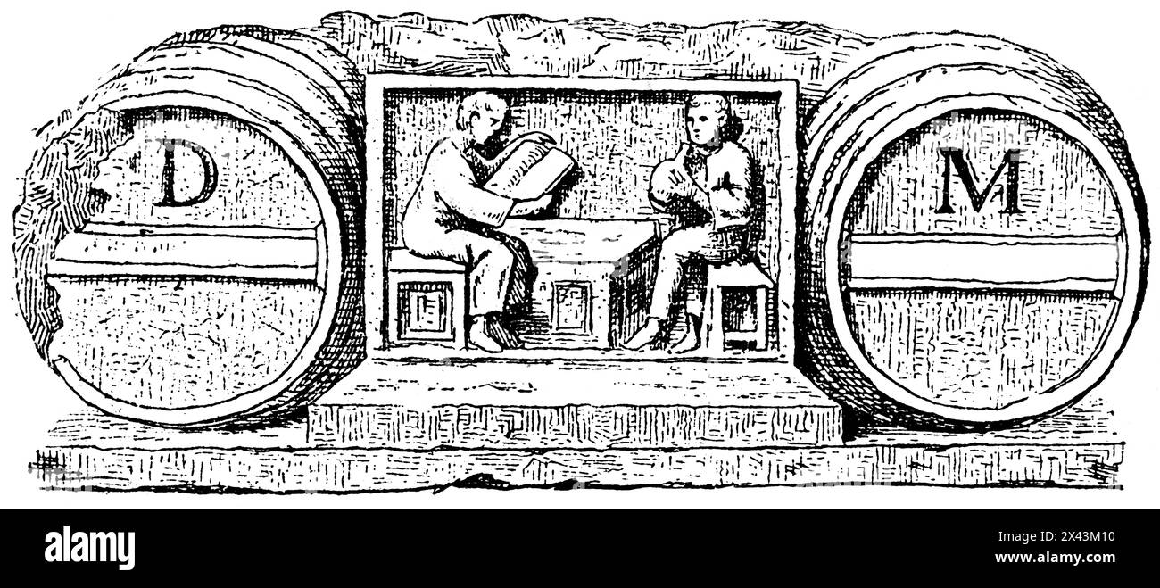 Botti di vino, vino da bere, Mosella, Impero Romano, Germania, illustrazione storica 1884 Foto Stock