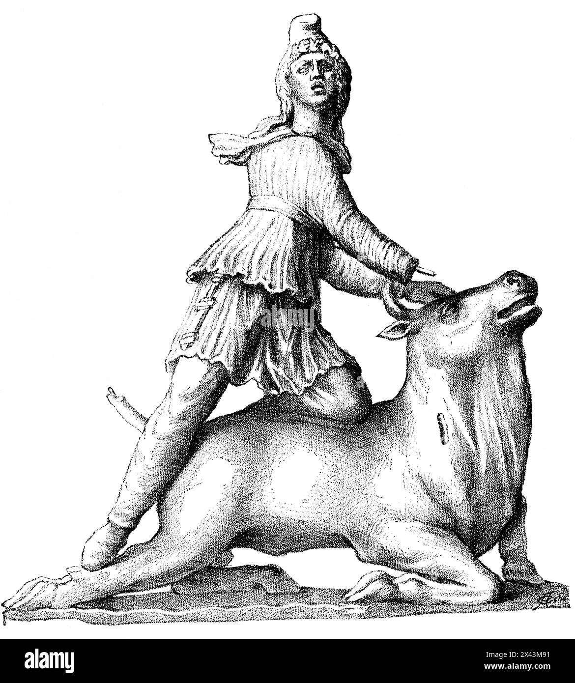 Mithras o Mehr, Dio persiano della luce, uno dei tre giudici, Persia, Medio Oriente, illustrazione storica 1884 Foto Stock