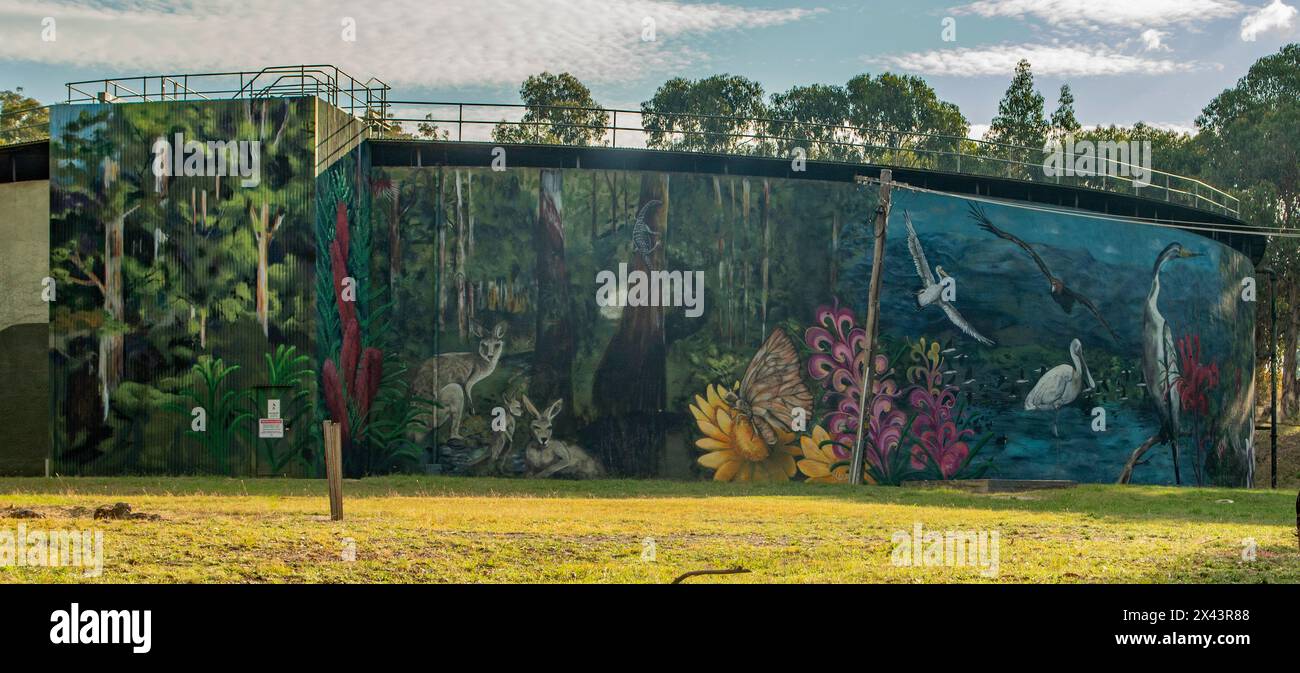 Water Tank Art di Geoff Filmore, Narrabundah, ACT, Australia Foto Stock