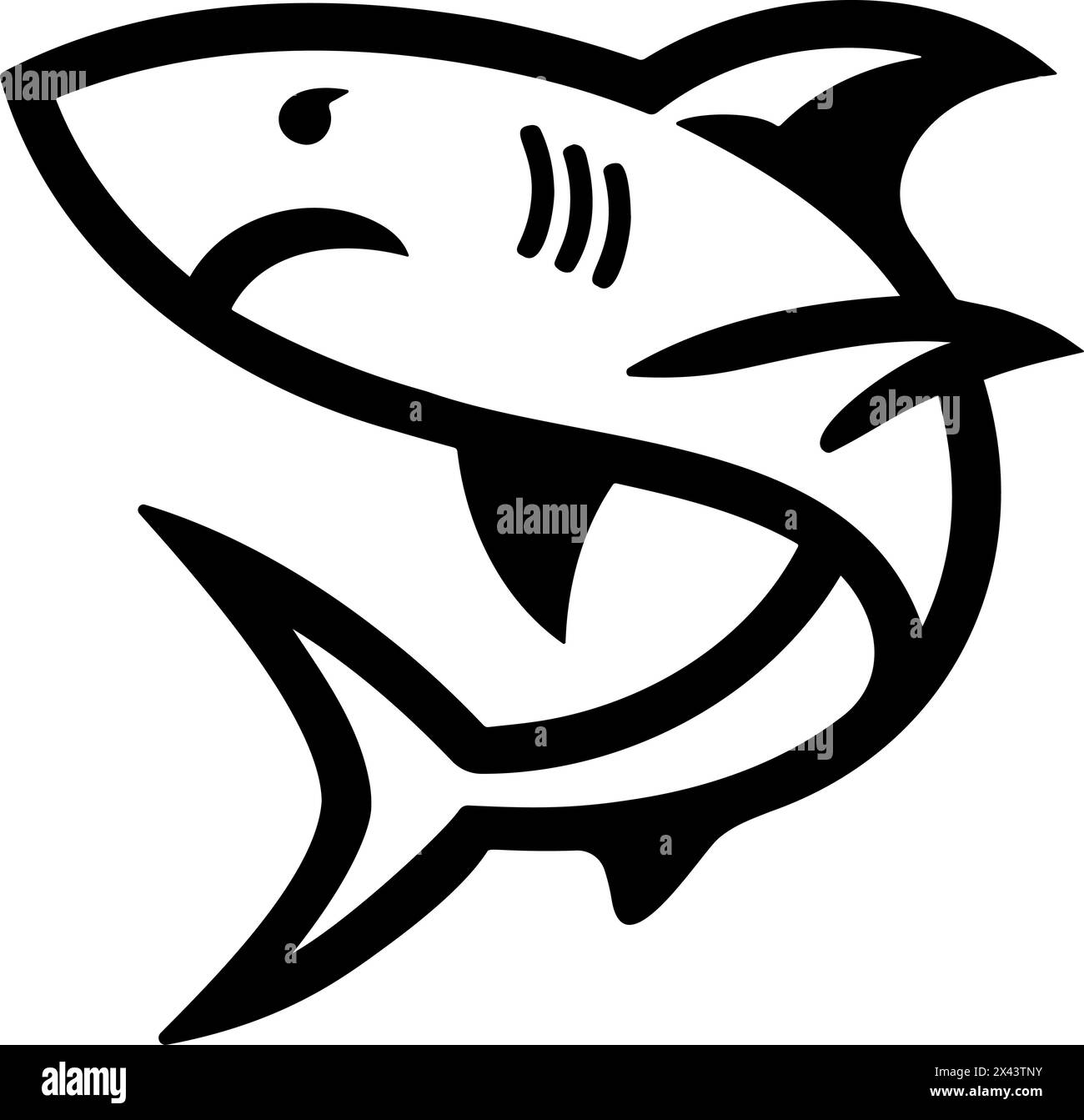 Icona con il logo dello squalo. Illustrazione vettoriale Illustrazione Vettoriale
