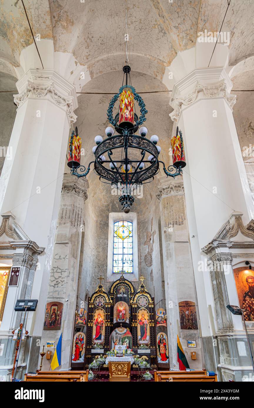 All'interno della Chiesa greco-cattolica della Santissima Trinità, Vilnius, Lituania Foto Stock