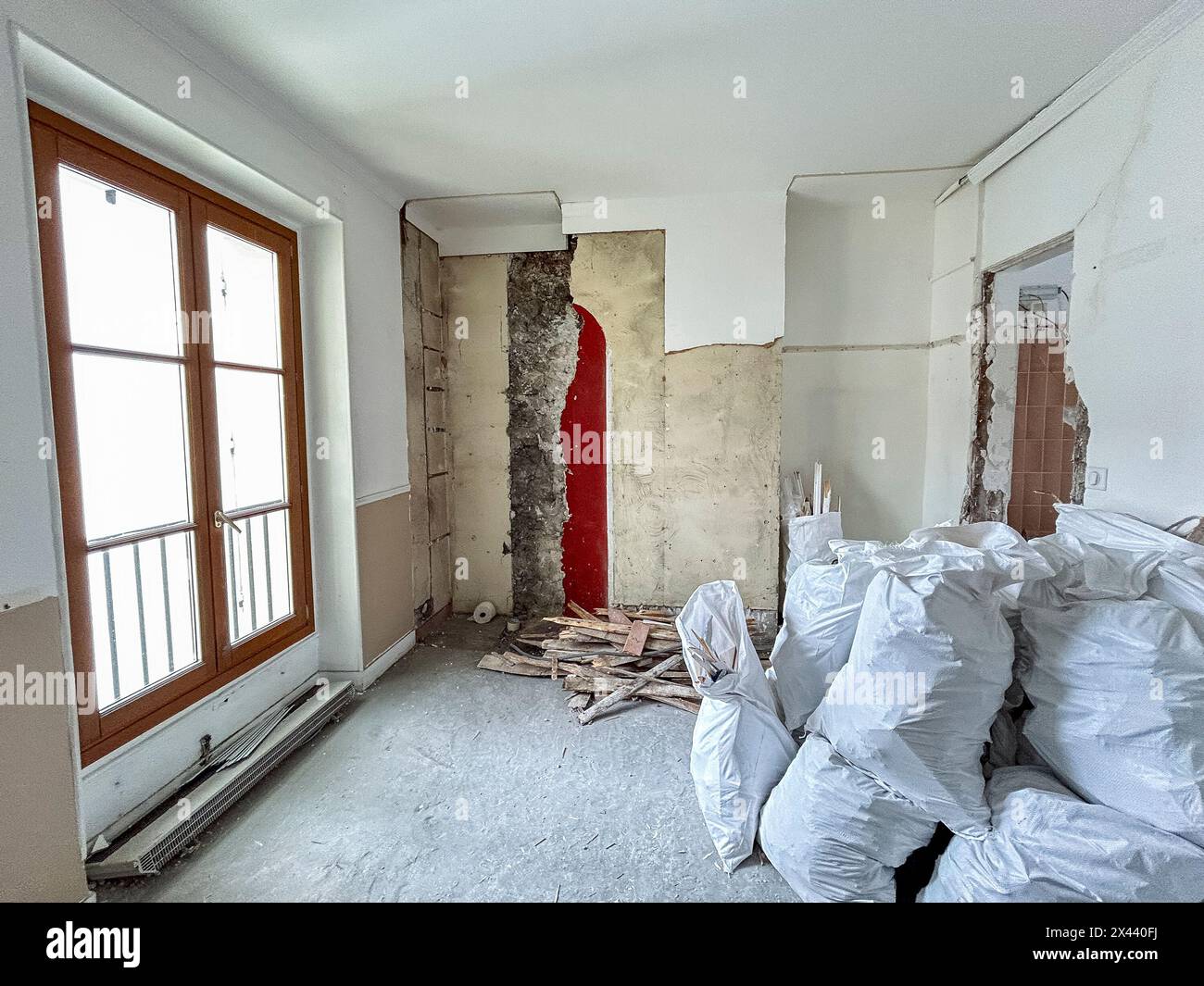 Parigi, Francia, progetto di ristrutturazione di appartamenti, cantiere, in corso Foto Stock