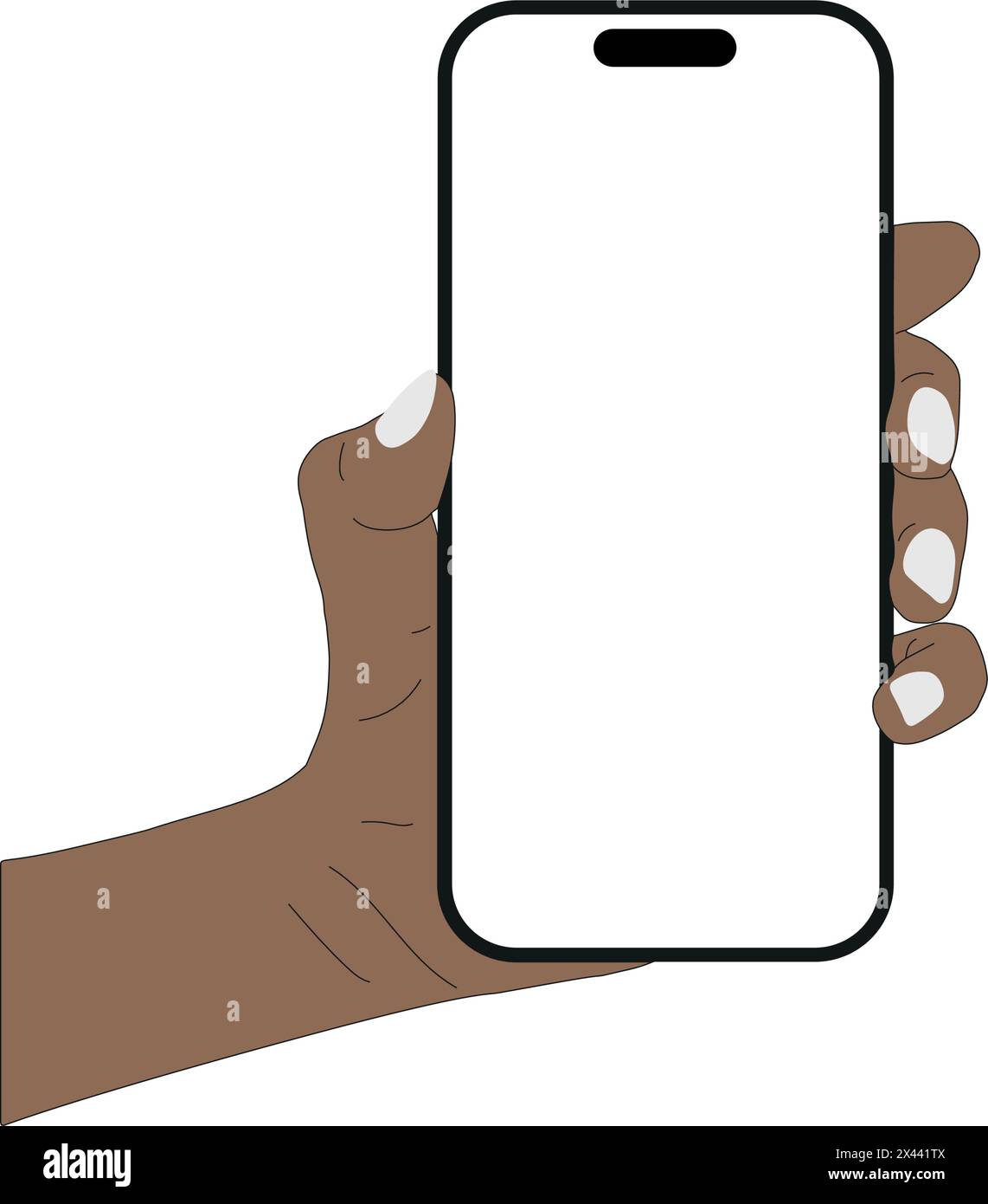 un telefono con una mano su uno sfondo trasparente in formato vettoriale Illustrazione Vettoriale
