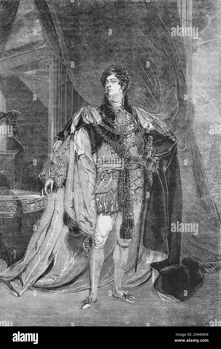 Ritratto di re Giorgio vi da un dipinto di Sir Thomas Lawrence. Illustrazione tratta dalla storia dell'Inghilterra di Cassell, vol VII. New Edition pubblicata circa 1873-5. Foto Stock