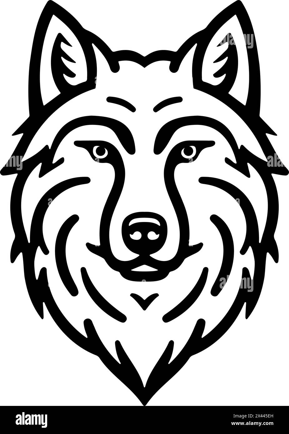 Simbolo del logo della testa di lupo. Illustrazione vettoriale Illustrazione Vettoriale